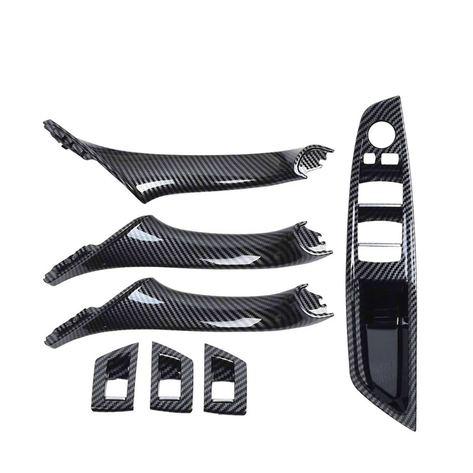 Innen Autotürgriff Für F10 F11 F18 520 523 525 528 530 RHD Rechts Fahrer Innentür Fenster Schalter Panel Pull Griff 7PCS Set Auto Innen Türgriff(Model A Carbon Fiber) von IUKMR