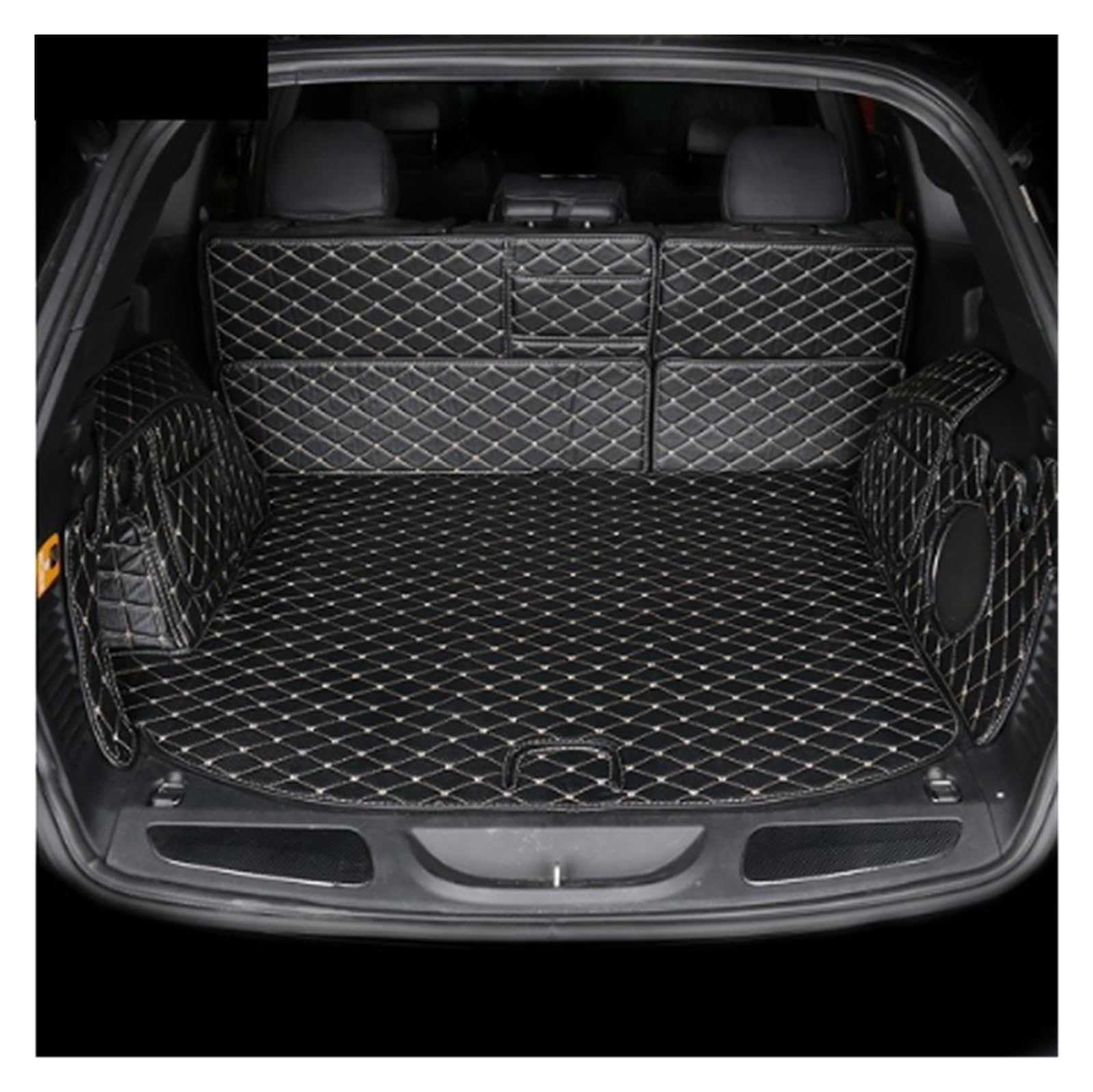 Kofferraumwanne Für Jeep Für Grand Für Cherokee 2011 2012 2013 2014 2015 2016 2017 2018 2019 2020 Auto Trunk Cargo Liner Abdeckung Mat Schutz Kofferraum Schutz(Farbe:Black-Beige Line) von IUKMR