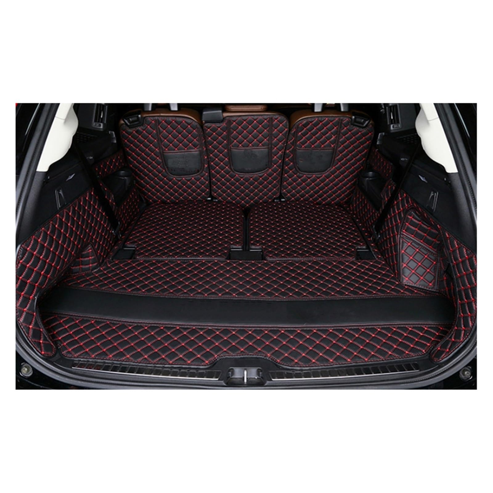 Kofferraumwanne Für Volvo XC90 7 Sitze 2015 2016 2017 2018 2019 2020 Kofferraum Teppiche Cargo Liner Abdeckung Auto Stamm Matten Kofferraum Schutz(Farbe:Black red) von IUKMR