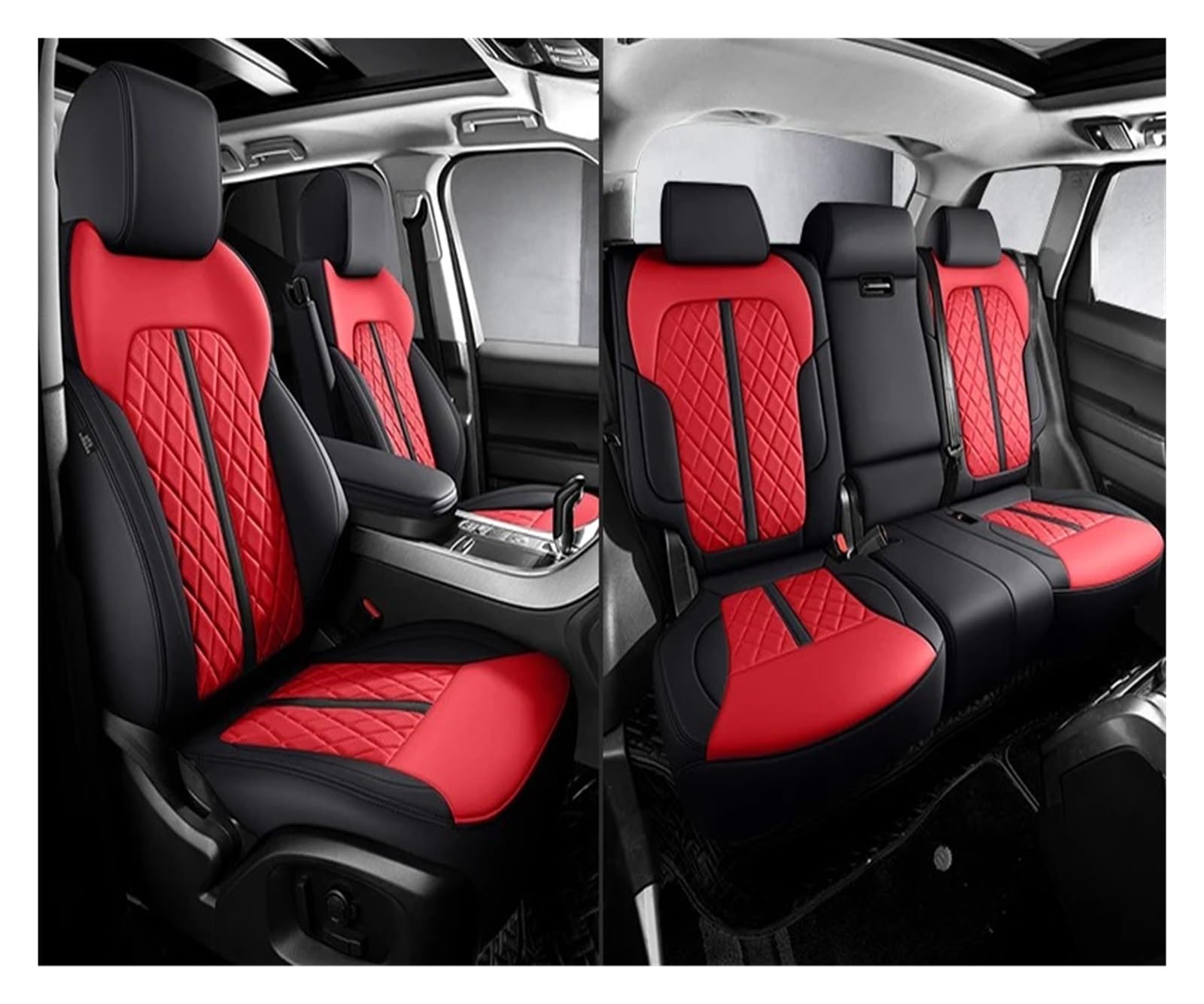 Sitzbezüge Auto Für Hyundai Für I30 Für Ix35 Für Kona Für Tucson Für Solaris Für Sonata Für Santa Fe Für Elantra Auto Sitzbezüge Sitzbezüge Auto Set(5Piece-Black Red) von IUKMR