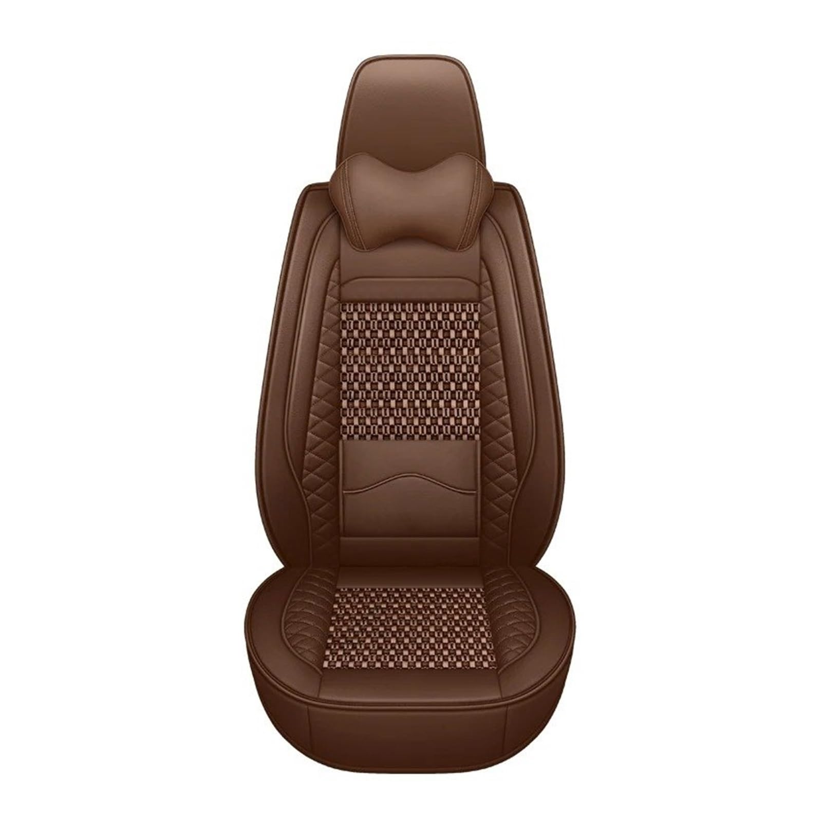 Sitzbezüge Auto Für SEAT Alle Modelle Für Leon Für Ibiza Für Tarraco Für Ateca Für Arona Für Altea Atmungsaktiver Autositzbezug Aus Eisseide Aus Leder Sitzbezüge Auto Set(Coffee Pillow) von IUKMR