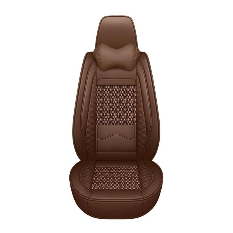 Sitzbezüge Auto Für SEAT Alle Modelle Für Leon Für Ibiza Für Tarraco Für Ateca Für Arona Für Altea Atmungsaktiver Autositzbezug Aus Eisseide Aus Leder Sitzbezüge Auto Set(Coffee Pillow) von IUKMR