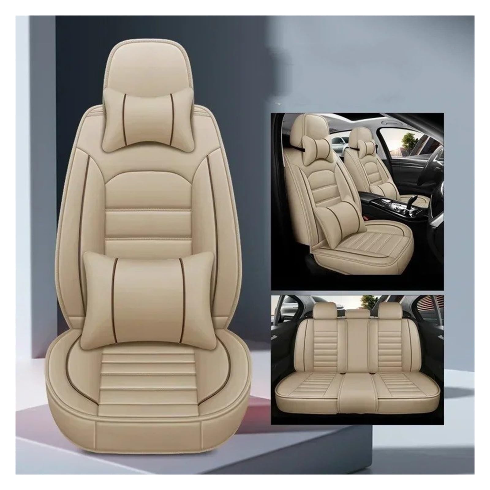 Sitzbezüge Auto Für Suzuki Für Kizashi Für Jimny Für Ignis Für Grand Für Vitara Universal Autositzbezug Sitzschutz Sitzbezüge Auto Set(B-Beige 5seat) von IUKMR