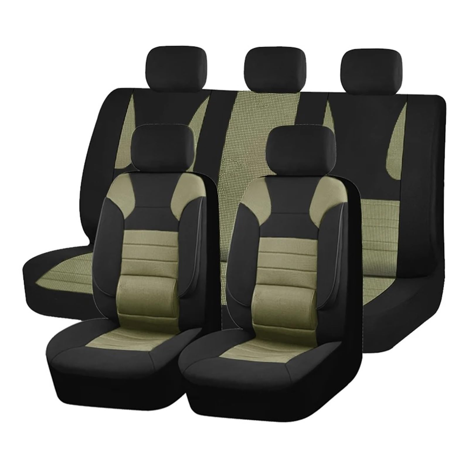 Sitzbezüge Auto Universelle Sportliche Autositzbezüge Mit Rückenlehne Passend Für Die Meisten Autos SUVs Und LKWs Autozubehör Innensitzbezüge Komplettes Set Für Autos Sitzbezüge Auto Set(Black Beige) von IUKMR