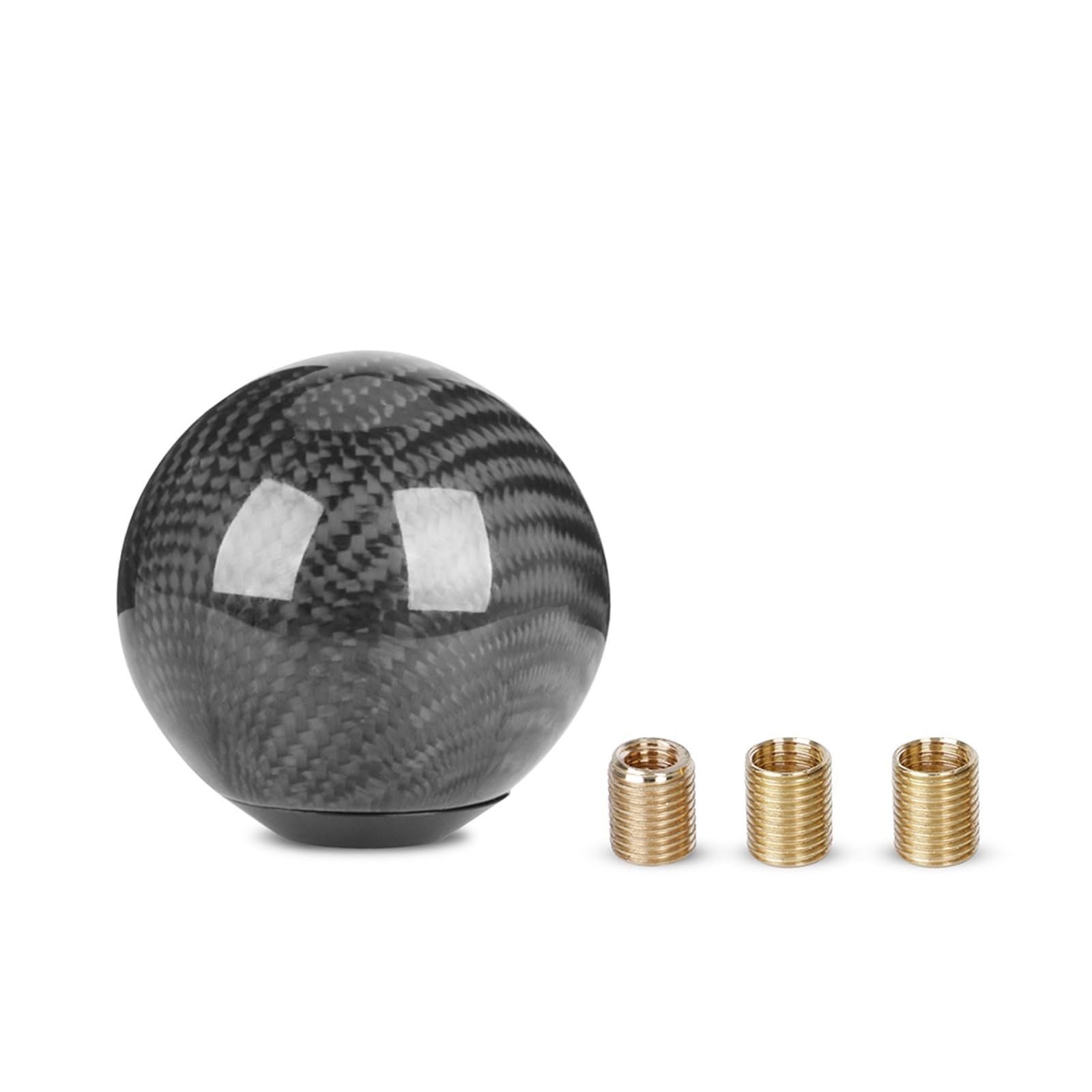 Gear Stick Schaltknauf 5-Gang/6-Gang Matte Kohlefaser Auto Ball Form Schaltknauf Kopf Schalthebel Mit Drei Adapter Auto Schalthebel(Schwarz) von IUKMRT