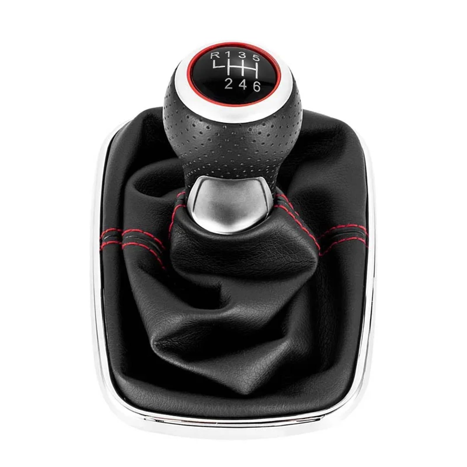 Gear Stick Schaltknauf Für VW 99-04 Für Golf 4 IV MK4 Für GTI R32 Für Bora Für Jetta MT 12 Mm 5/6-Gang-Schaltknauf Schalthebelmanschette Auto Schalthebel(Red Line-6) von IUKMRT