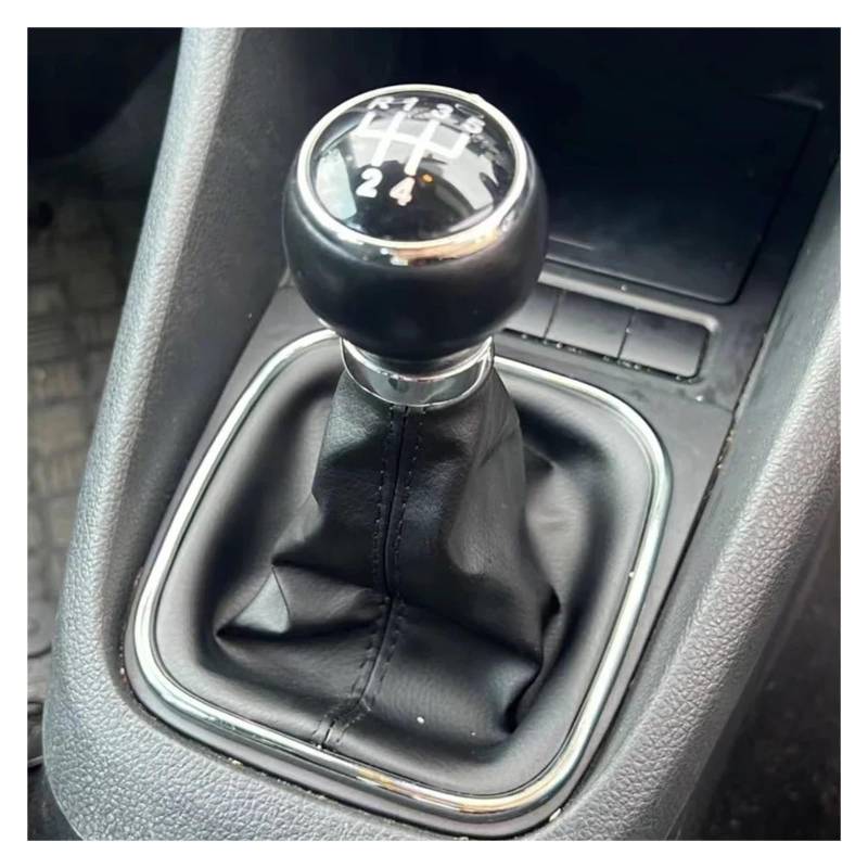 Gear Stick Schaltknauf Für VW Für Golf 5 V MK5 MK6 Für Jetta R32 2004-2014 5/6-Gang-Schalthebel Schaltknauf Mit Leder-Boot-Kragen-Etui Auto Schalthebel(5 Speed Suit) von IUKMRT