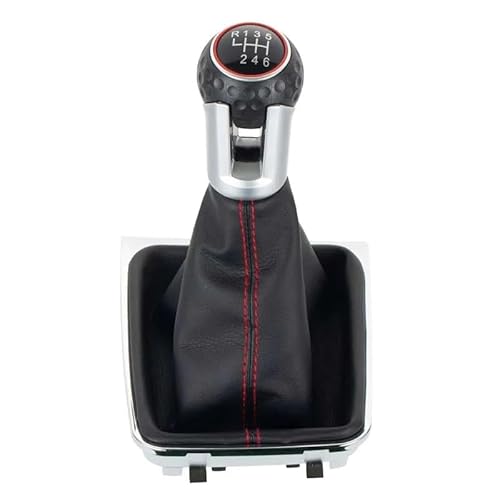 Gear Stick Schaltknauf Für VW Für Golf 7 MK7 Für GTI Für GTD 2013-2018 Linkslenker 5/6-Gang-Auto-Schaltknauf Mit Ledermanschette Auto Schalthebel(C 6 Speed) von IUKMRT