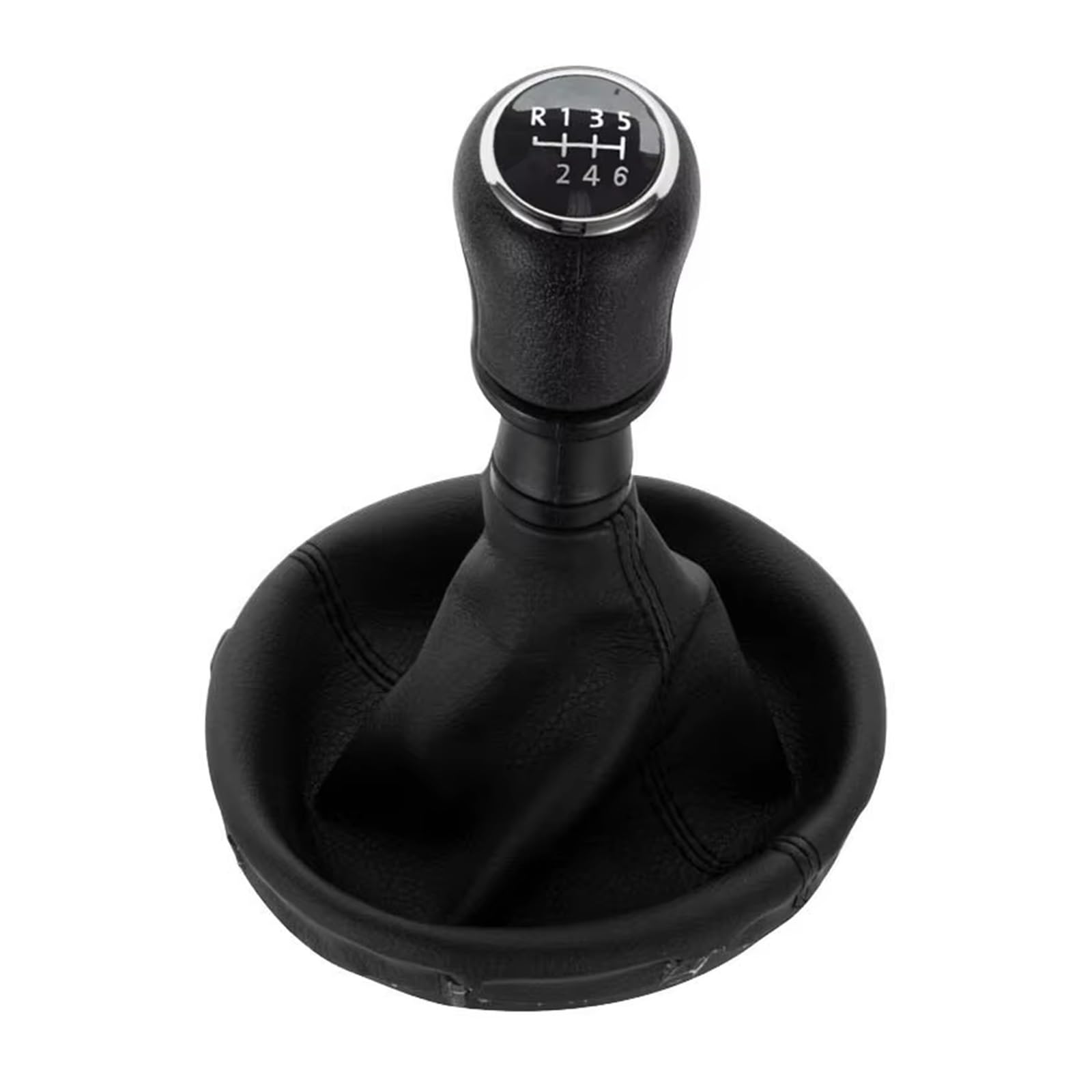 Gear Stick Schaltknauf Für VW Für Transporter Für Multivan Für Caravelle T5 2003-2010 Auto 6 Gang Schalthebel Schaltknauf Ledermanschette Auto Schalthebel(Black 6 Speed) von IUKMRT