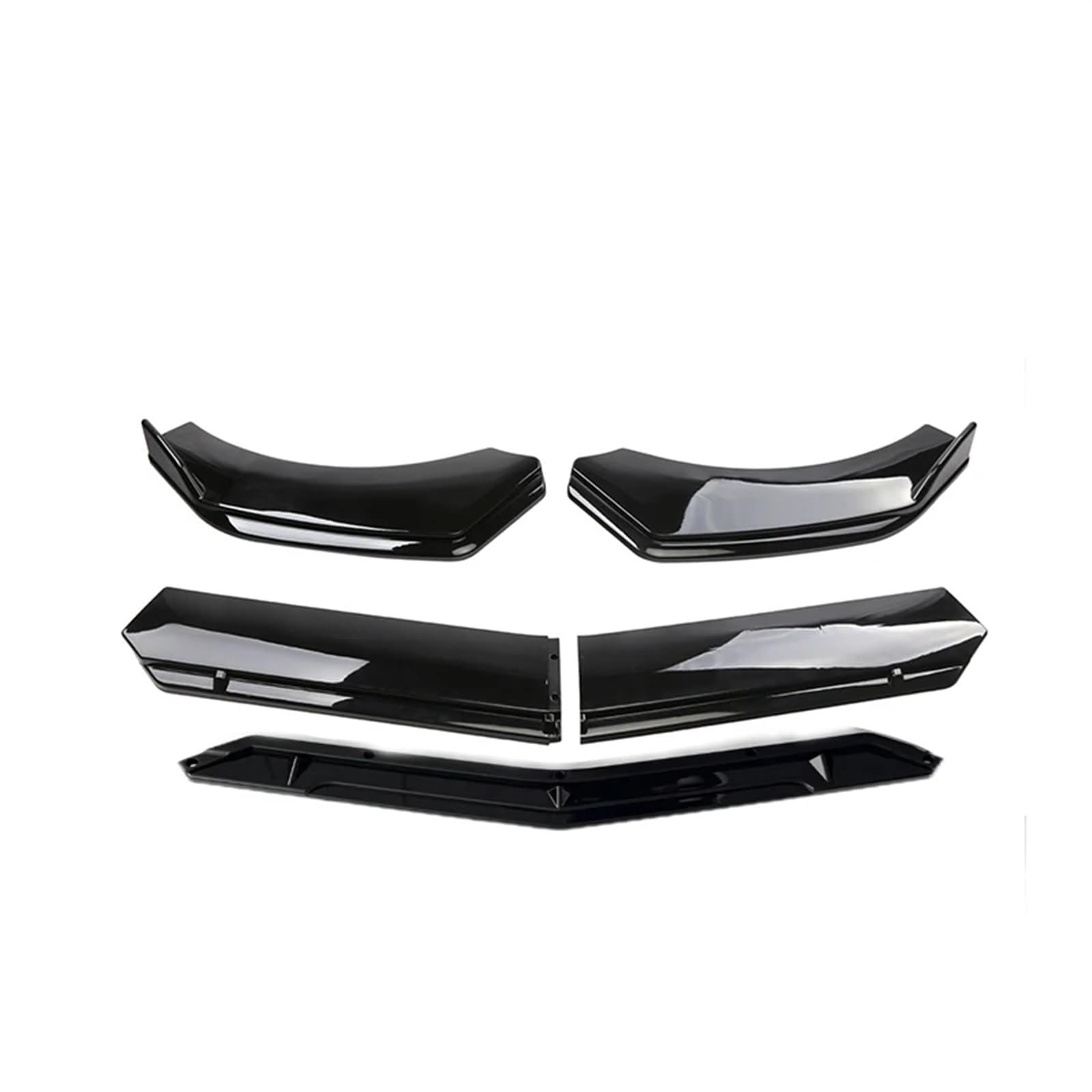 IUKMRT Front Spoiler Lippe 5 Stücke Universal Auto Vorderen Stoßfänger Lip Body Kit Spoiler Schwarz ABS Dekorative Streifen Stoßstange Canard Lip Splitter Auto Frontspoiler(All Black) von IUKMRT