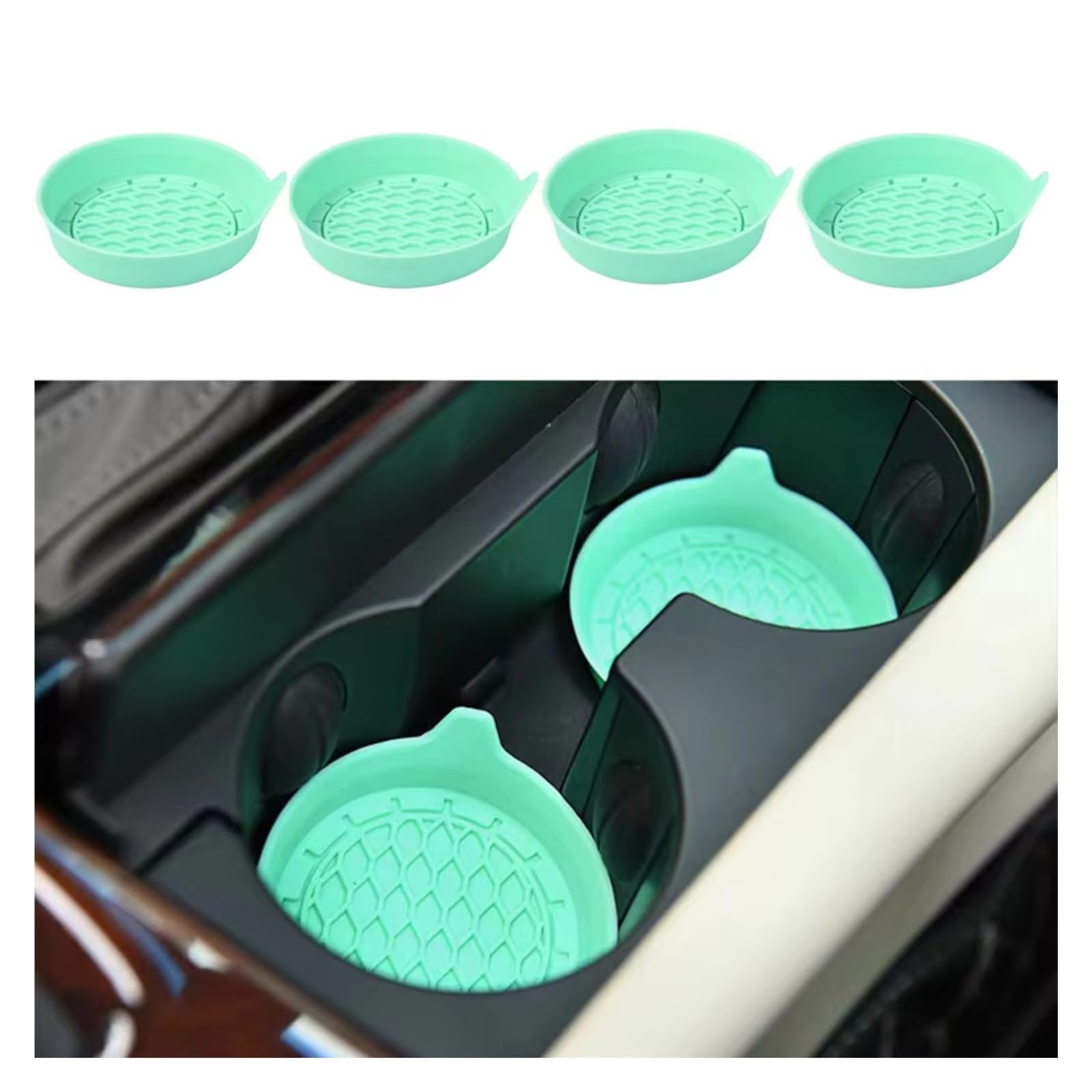 Innenzubehör 2/4 stücke Auto Tasse Halter Untersetzer Silikon Universal Nicht-Slip Tasse Halter Auto Zubehör Innen Stille Tasse Pad Auto Zierleiste(Green 4pcs) von IUKMRT