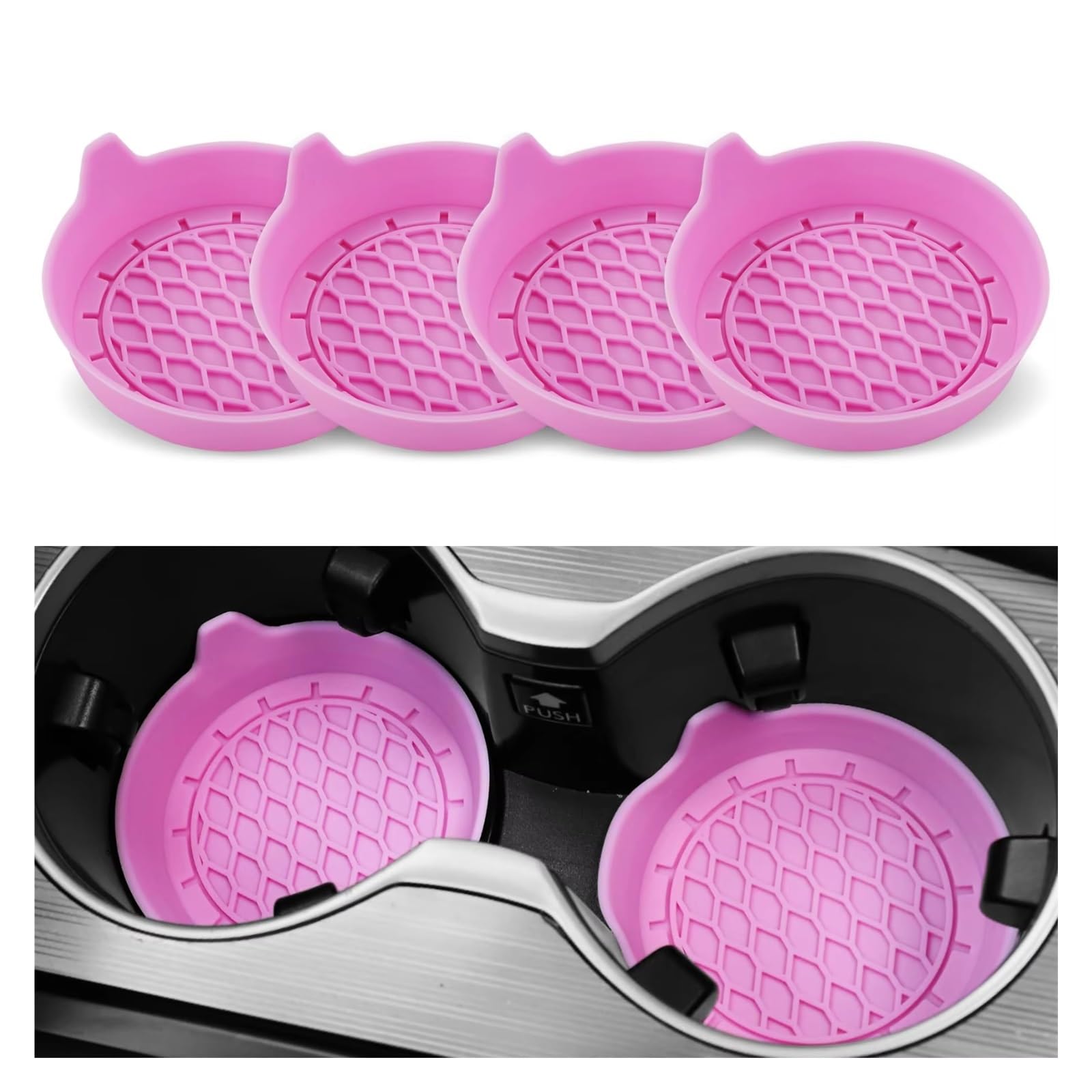 Innenzubehör 2/4 stücke Auto Tasse Halter Untersetzer Silikon Universal Nicht-Slip Tasse Halter Auto Zubehör Innen Stille Tasse Pad Auto Zierleiste(Pink 4pcs) von IUKMRT