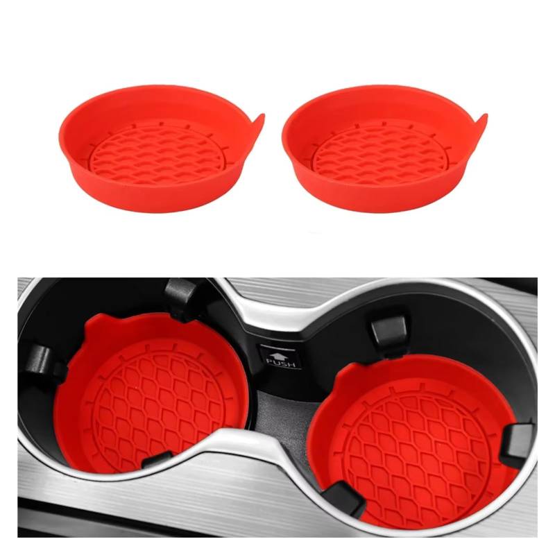 Innenzubehör 2/4 stücke Auto Tasse Halter Untersetzer Silikon Universal Nicht-Slip Tasse Halter Auto Zubehör Innen Stille Tasse Pad Auto Zierleiste(Red 2pcs) von IUKMRT