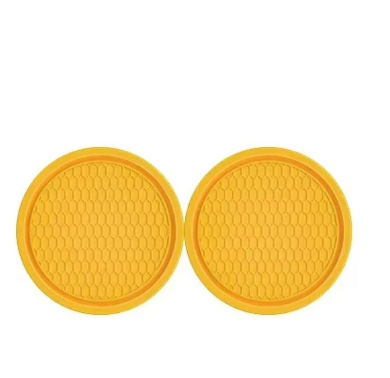 Innenzubehör Auto Tasse Untersetzer Wasser Tasse Anti Slip Pad Universal Embedded Dekorative Untersetzer Auto Innen Dekor Zubehör Auto Zierleiste(2pcs Yellow) von IUKMRT