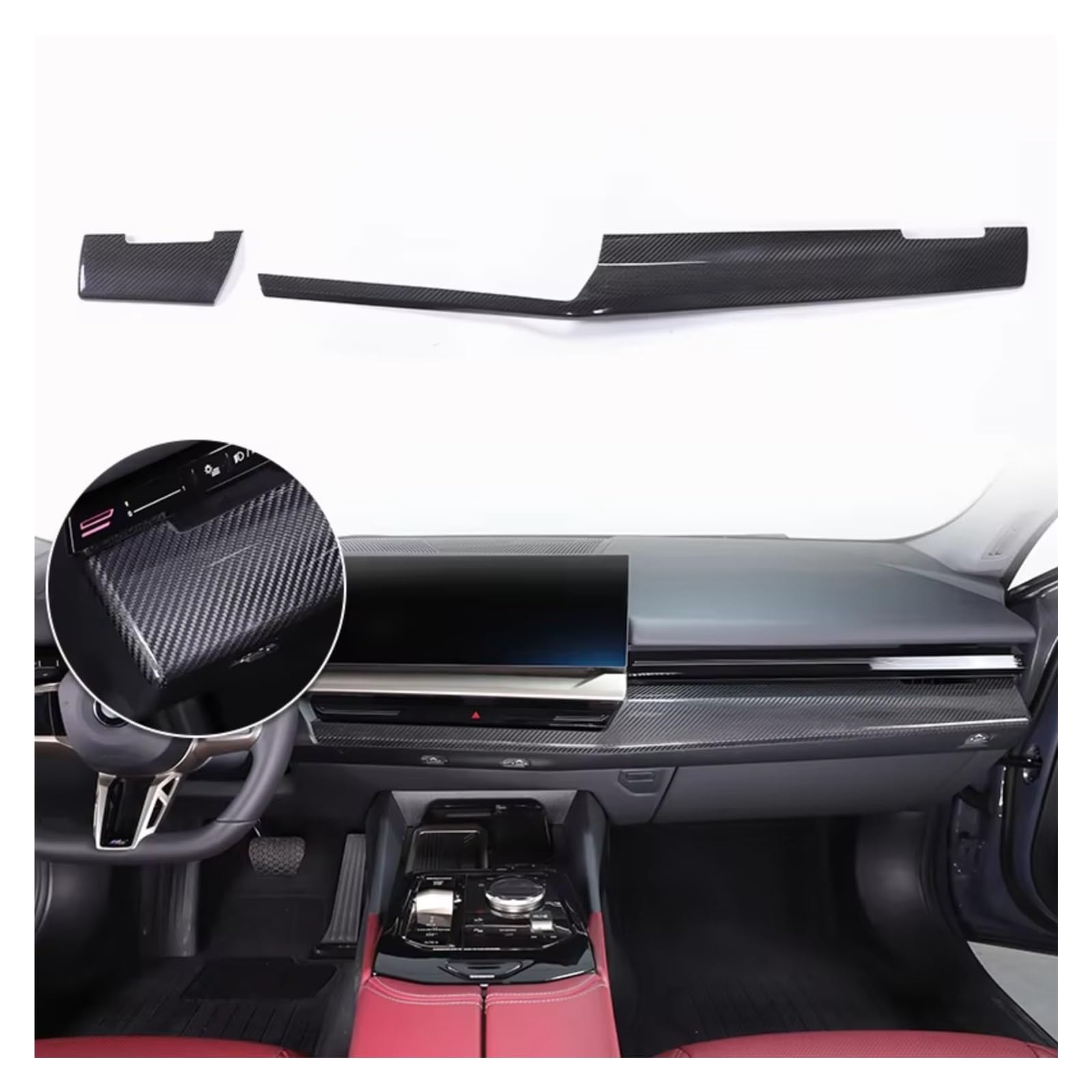 Innenzubehör Für 5 Series G60 2024 + LHD Carbon Fiber Center Console Dashboard Panel Dekoration Abdeckung Trim Auto Zubehör Auto Zierleiste(2 PCS) von IUKMRT