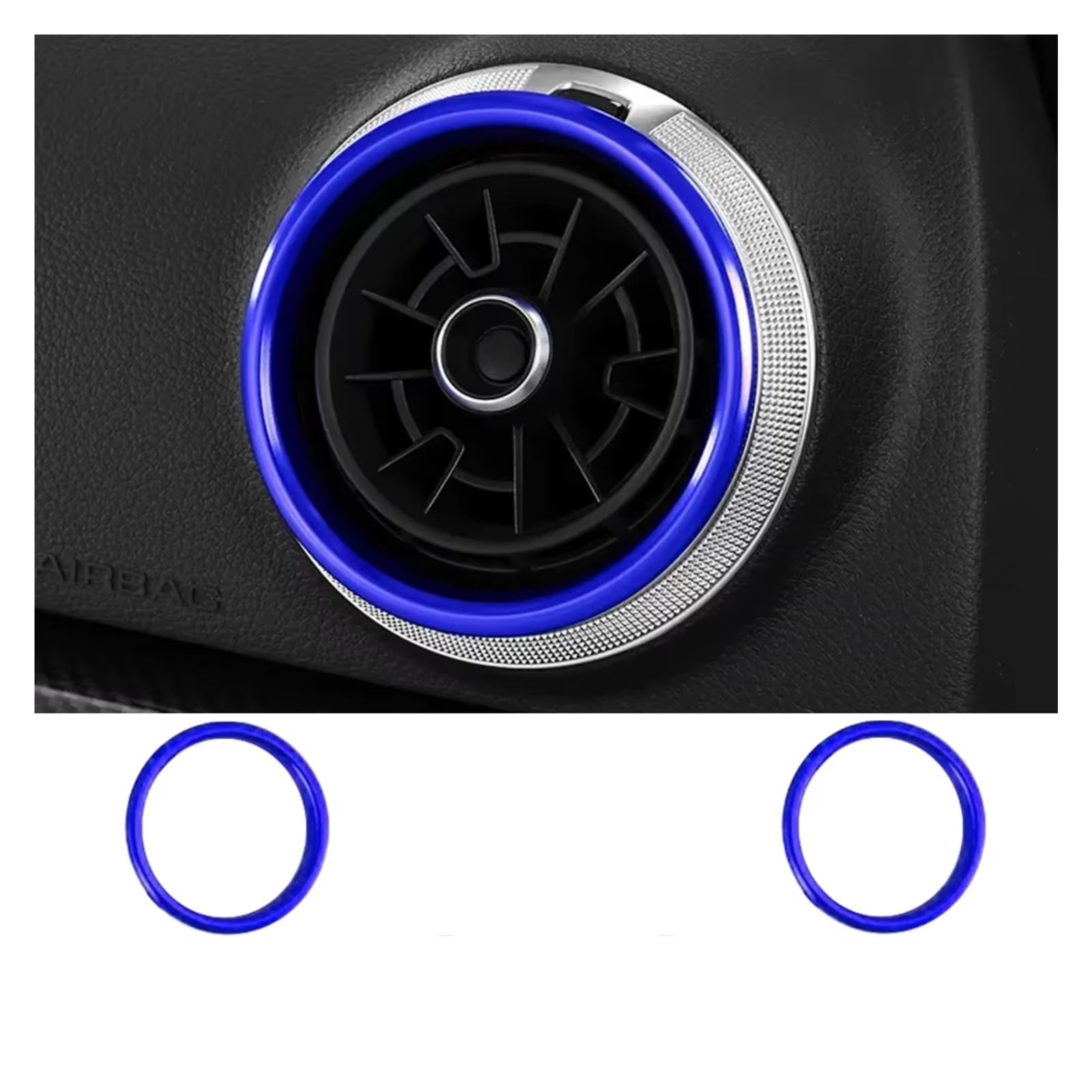 Innenzubehör Für A3 S3 2013-2017/Q2 2017 4X Auto Klimaanlage Air Vent Outlet Ring Abdeckung Trim Dekoration Aufkleber Auto-styling Auto Zierleiste(Blue Out Ring) von IUKMRT