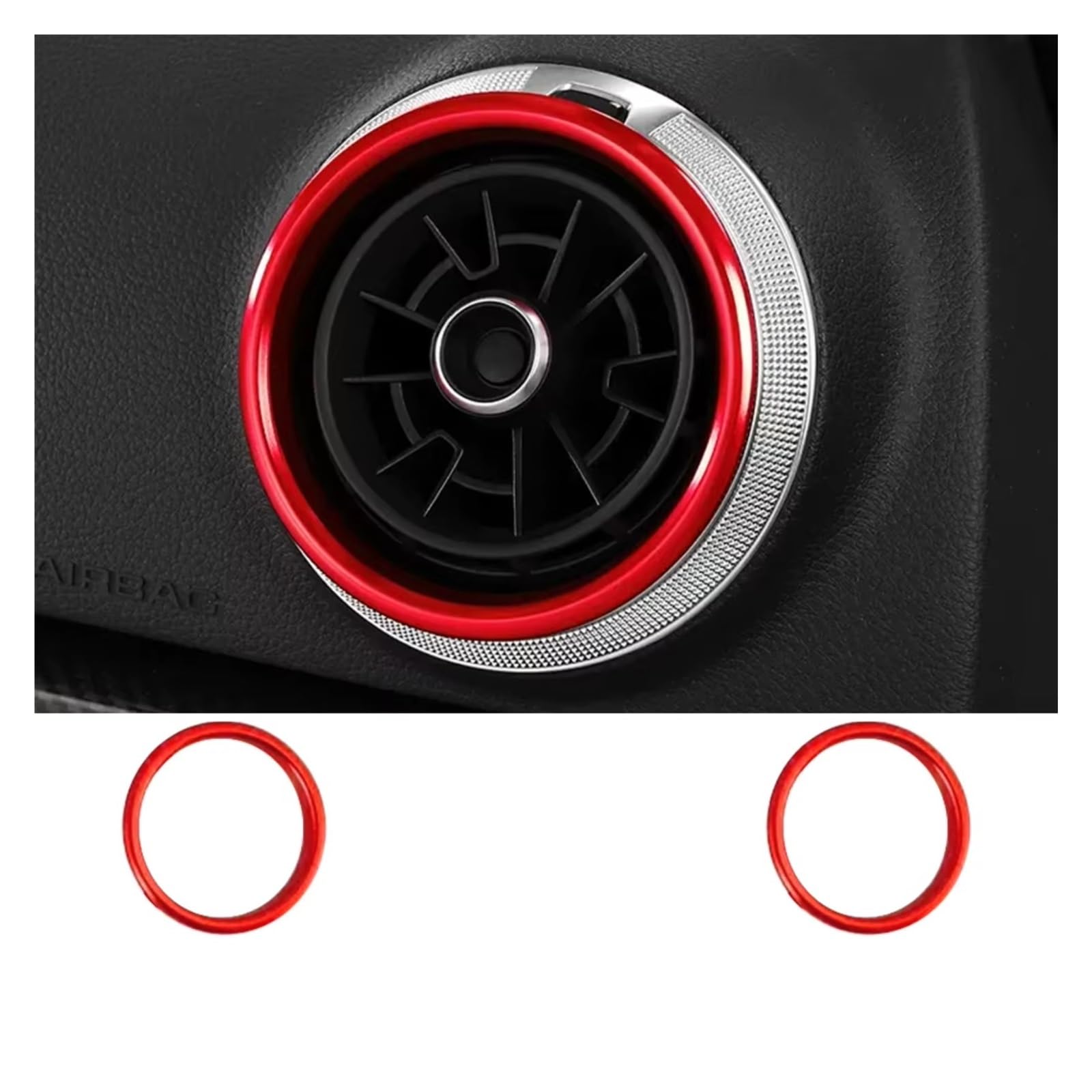 Innenzubehör Für A3 S3 2013-2017/Q2 2017 4X Auto Klimaanlage Air Vent Outlet Ring Abdeckung Trim Dekoration Aufkleber Auto-styling Auto Zierleiste(Red Out Ring) von IUKMRT