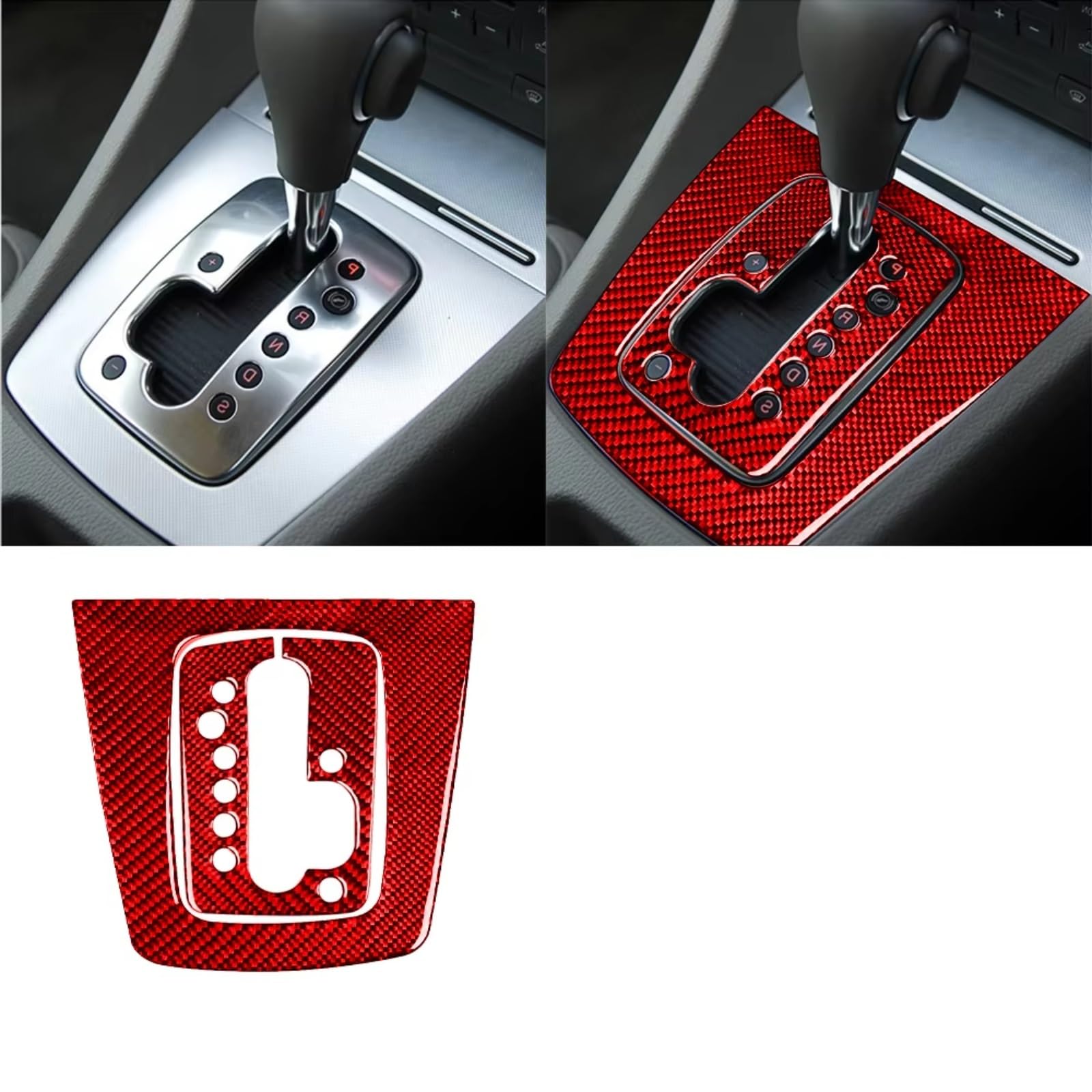 Innenzubehör Für A4 S4 B7 2005-2008 Autozubehör Real Carbon Fiber Schalthebel Panel Set Abdeckung Trim Auto Zierleiste(Automatic gear L) von IUKMRT