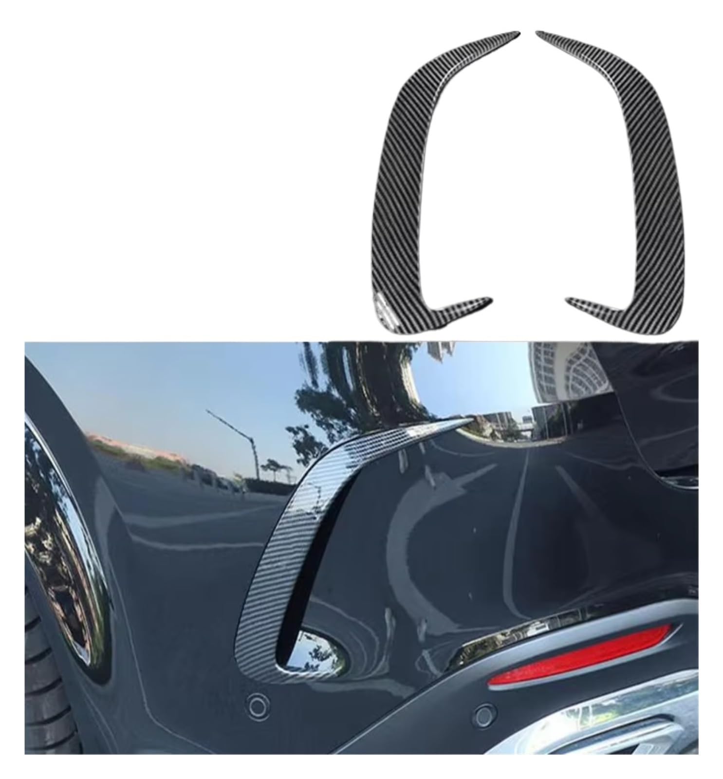 Innenzubehör Für Benz für GLE Klasse W167 Auto styling Hinten Seite Spiegel körper Bumper Spoiler Luft Messer Aufkleber Abdeckung Trim Auto Zierleiste(Carbon fiber) von IUKMRT