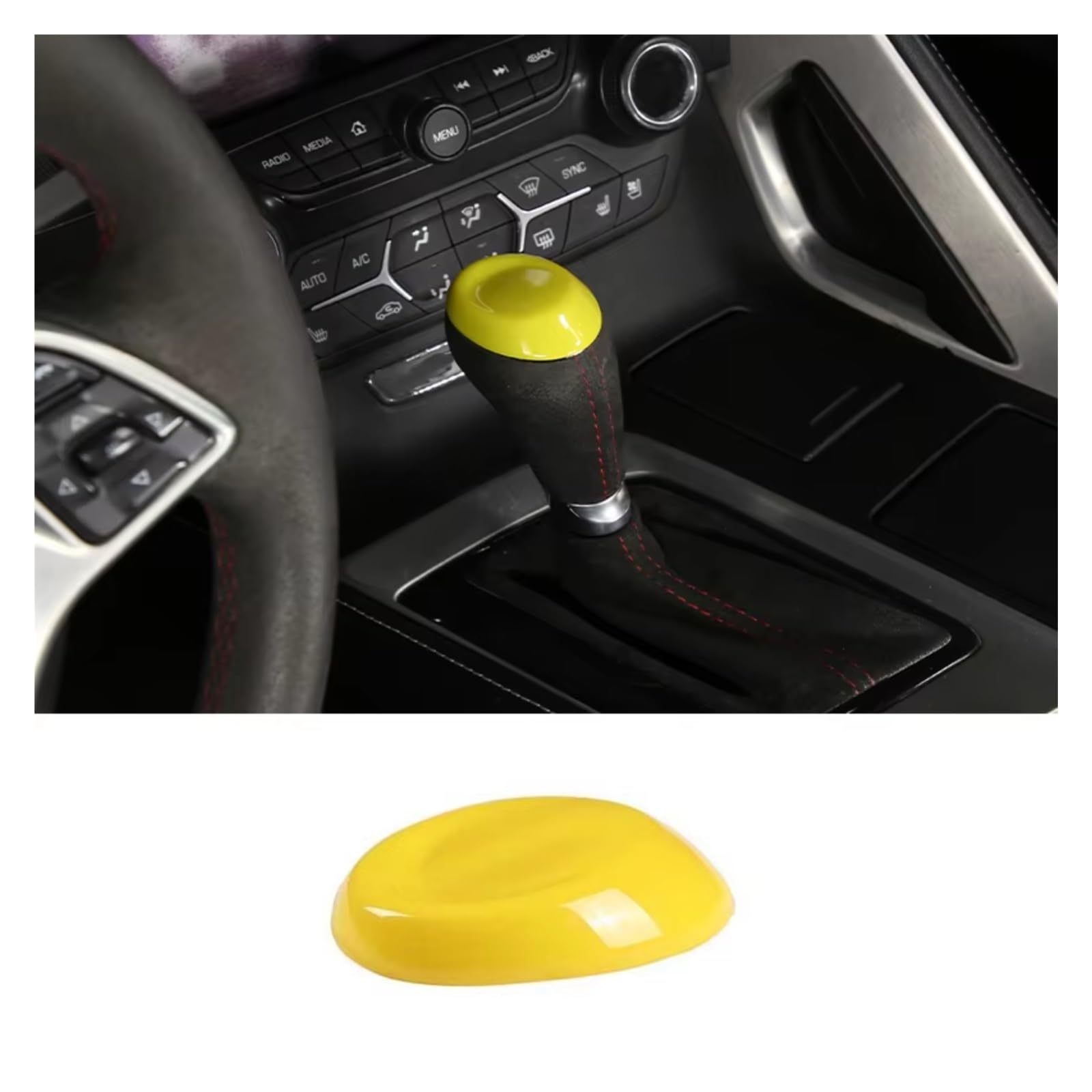 Innenzubehör Für Chevrolet Für Corvette C7 2014-2019 ABS Getriebe Stick Automatische Übertragung Schaltknauf Abdeckung Trim Aufkleber Auto Zierleiste(1pcs yellow) von IUKMRT