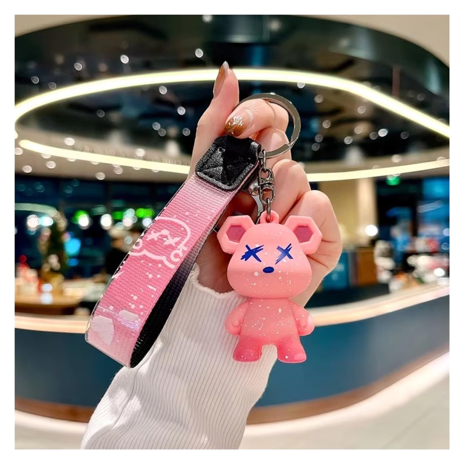 Innenzubehör Für Citroen Auto-Schlüsselanhänger, Autoschlüssel-Hülle Auto Zierleiste(Pink bear keychain) von IUKMRT