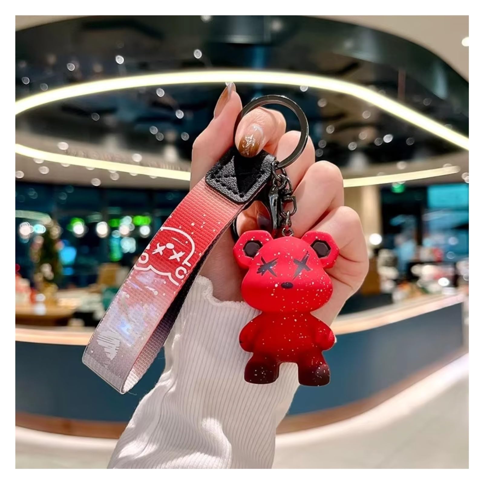 Innenzubehör Für Citroen Auto-Schlüsselanhänger, Autoschlüssel-Hülle Auto Zierleiste(Red bear keychain) von IUKMRT