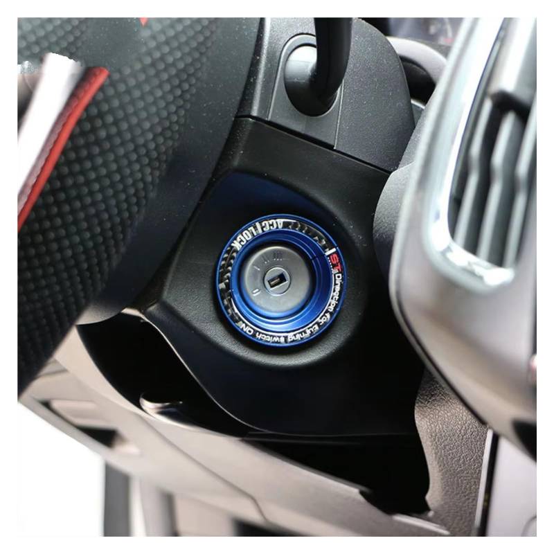 Innenzubehör Für Ford für Focus 2 MK2 3 MK3 für Kuga für Escape für Everest Teile Auto Zündschlüssel Schalter Ring Trim Aufkleber Schlüsselloch Kreis Aufkleber Auto Zierleiste(Carbon Blue) von IUKMRT