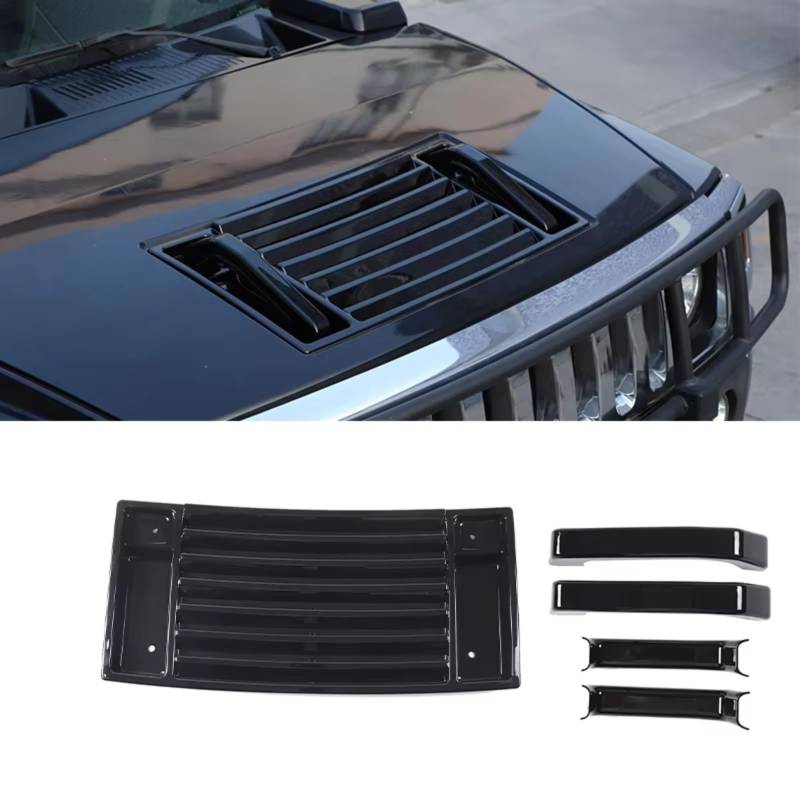 Innenzubehör Für Hummer H2 2003-2009 ABS Chrom Haube Deck Vent Panel Griff Abdeckungen Trim Auto Zierleiste(Black-5pcs) von IUKMRT