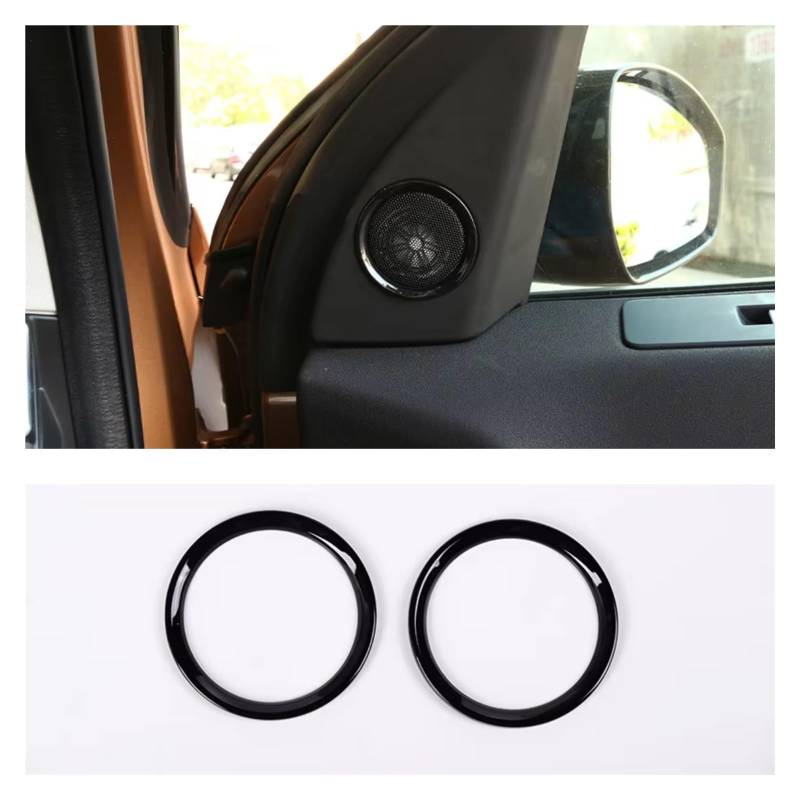 Innenzubehör Für Land Für Rover Für Discovery Sport 2015-2017 Auto Zubehör ABS Chrom Tür Lautsprecher Ring Trim Auto Zierleiste(2pcs Gloss black) von IUKMRT