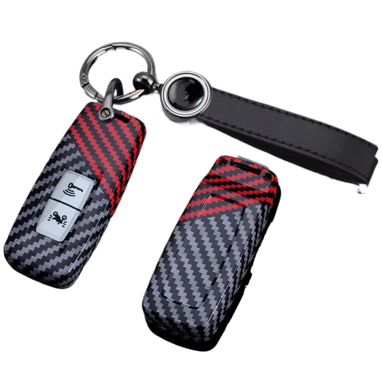 Innenzubehör Für Motor Für PCX 160 125 Für PCX125 Für PCX160 Für VISION SH350 Für ADV 150 350 Carbon muster Schlüssel fall Abdeckung Keychain Halter Auto Zierleiste(A red set 4) von IUKMRT