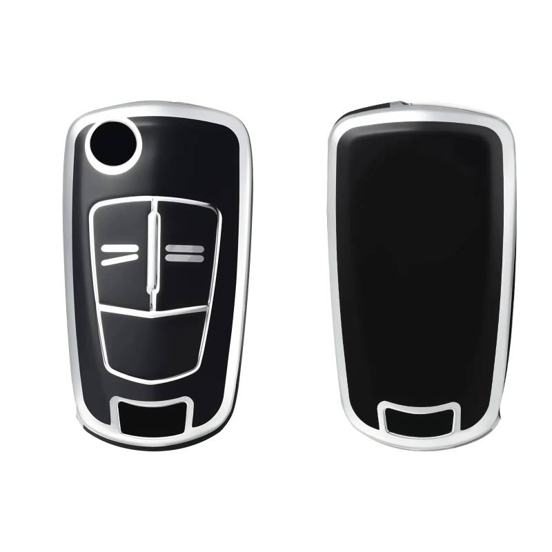 Innenzubehör Für Opel für Astra H für Corsa D für Vectra C für Zafira für Astra für Vectra für Signum Soft TPU Key Case Cover Schlüsselanhänger Auto Zierleiste(Black silver) von IUKMRT