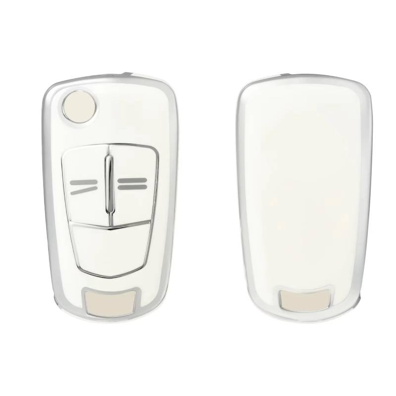 Innenzubehör Für Opel für Astra H für Corsa D für Vectra C für Zafira für Astra für Vectra für Signum Soft TPU Key Case Cover Schlüsselanhänger Auto Zierleiste(White silver) von IUKMRT