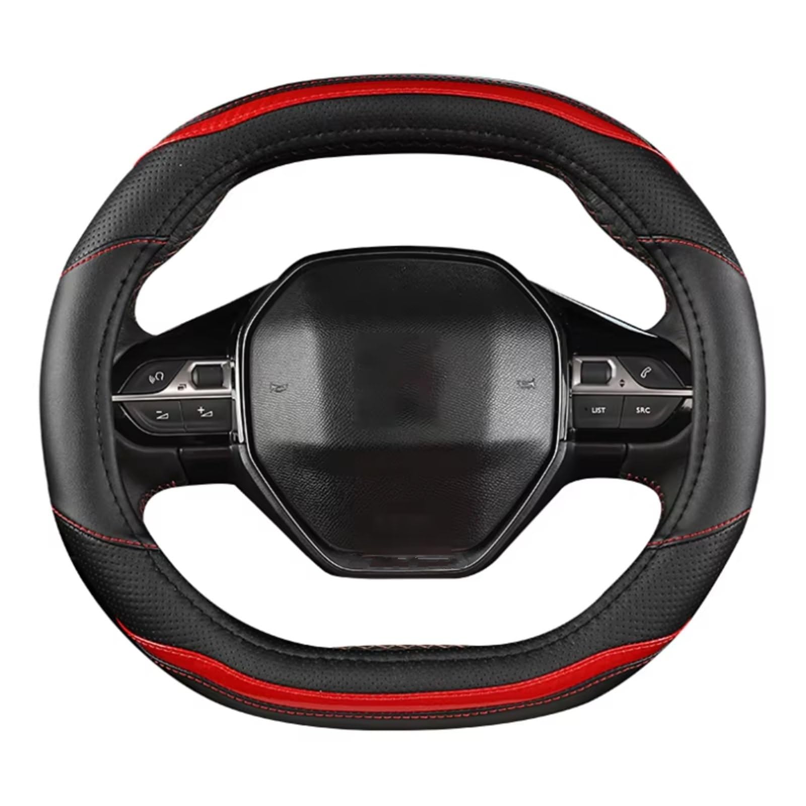 Innenzubehör Für Peugeot 3008 4008 5008 Auto Lenkrad Abdeckung Carbon Faser + PU Leder Auto Zubehör innen Auto Zierleiste(Red) von IUKMRT