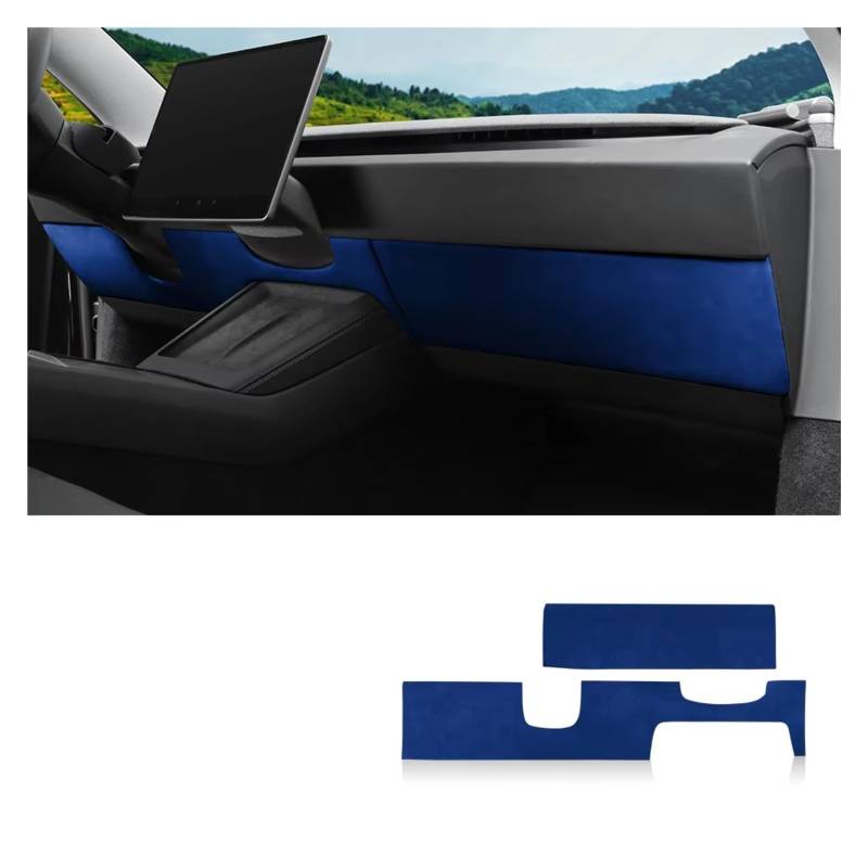 Innenzubehör Für Tesla für Modell 3 für Highland 2024-Up Dekor Auto Innen Wildleder Instrument Panel Trim Schutz Aufkleber Auto Zierleiste(6408 Upper 2pcs) von IUKMRT