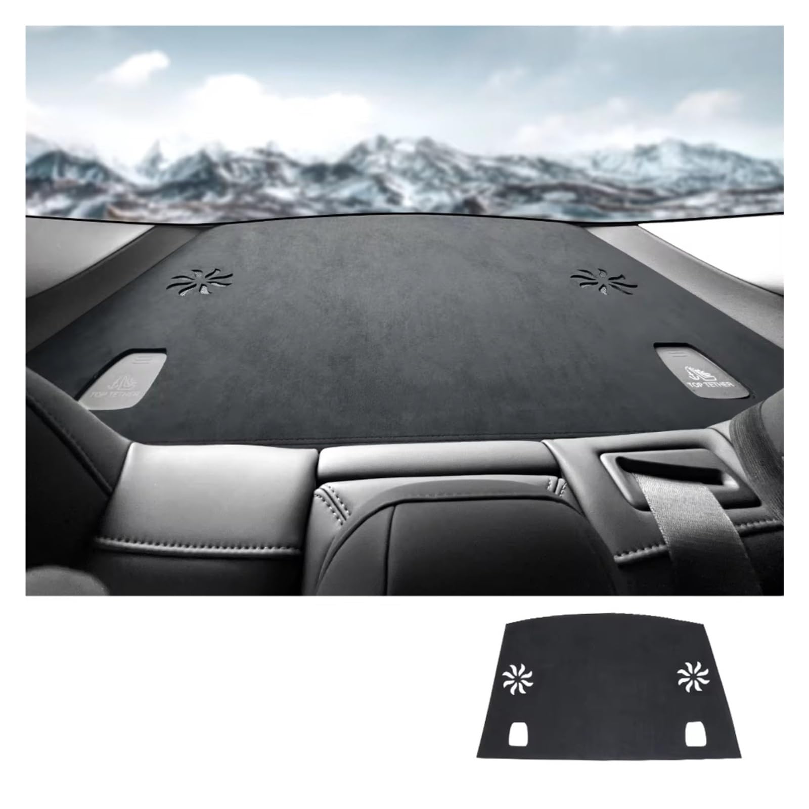 Innenzubehör Für Tesla für Modell 3 für Highland 2024-up Sonnenschutz Schutz Anti-UV Dash Matte Flanell Dashboard Abdeckung Pad Auto Zierleiste(Black Rear Mat) von IUKMRT