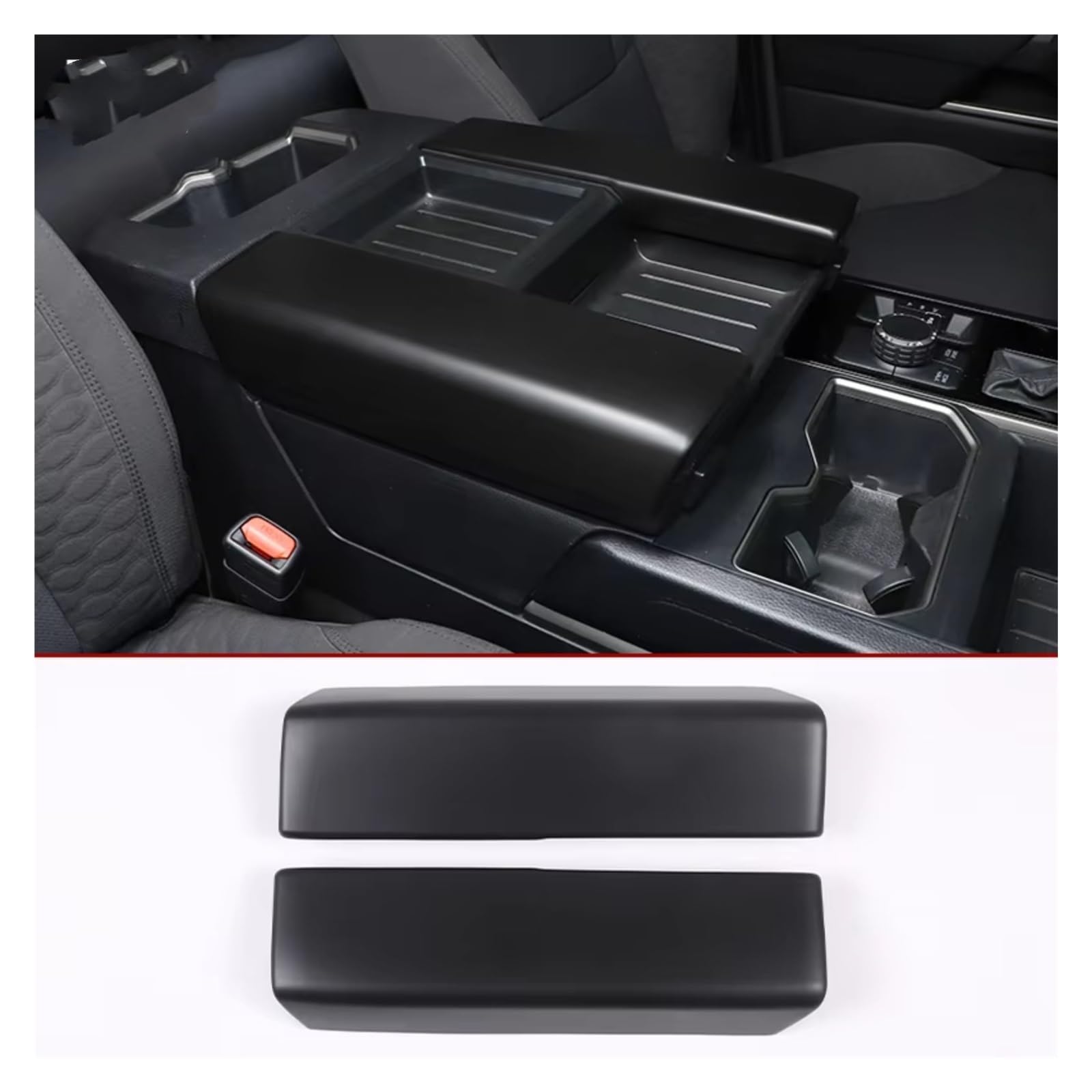 Innenzubehör Für Toyota Für Tundra Für Sequoia 2022 2023 ABS Auto Center Console Armlehne Box Schutzhülle Aufkleber Trim Auto Zierleiste(Matte Black) von IUKMRT