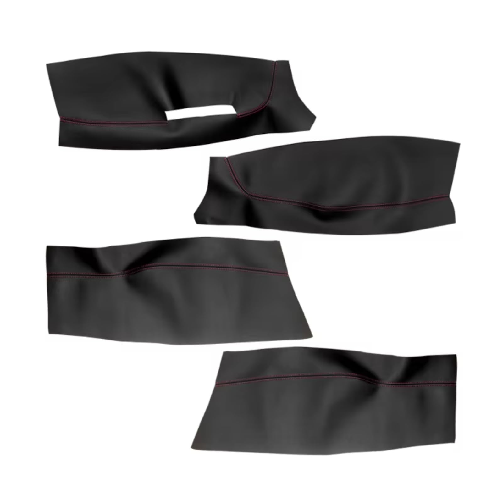 Innenzubehör Für VW Für POLO Fließheck/Limousine 2004-2011 Auto Tür Armlehne Panel Abdeckung Trim 4 stücke Tür Panel leder Abdeckung Auto Zierleiste(Hatchback Black-red) von IUKMRT