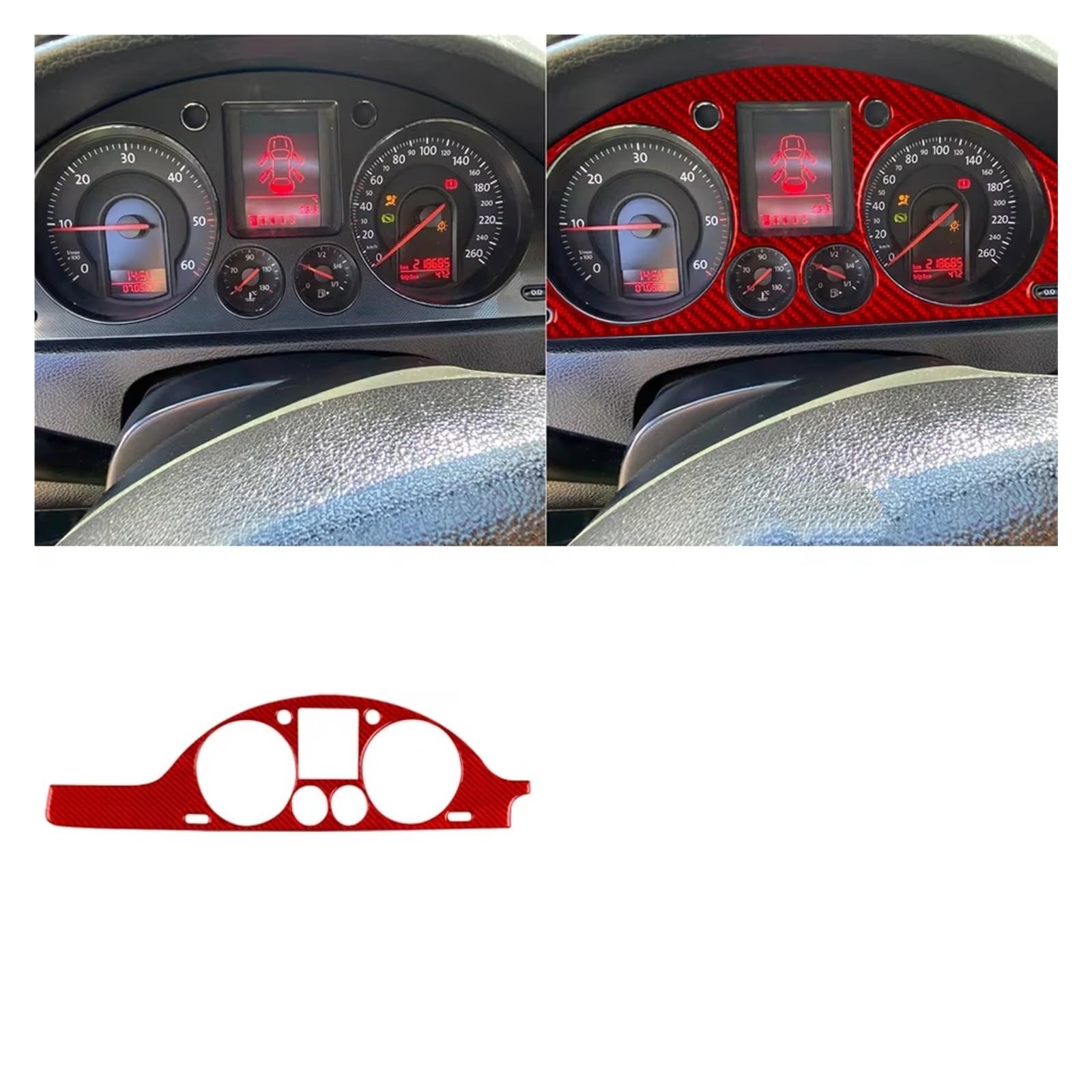 Innenzubehör Für VW Für Passat B6 2006-2011 Dashboard Tacho Panel Trim Abdeckung Innen Auto Aufkleber Auto Zierleiste(Type K) von IUKMRT