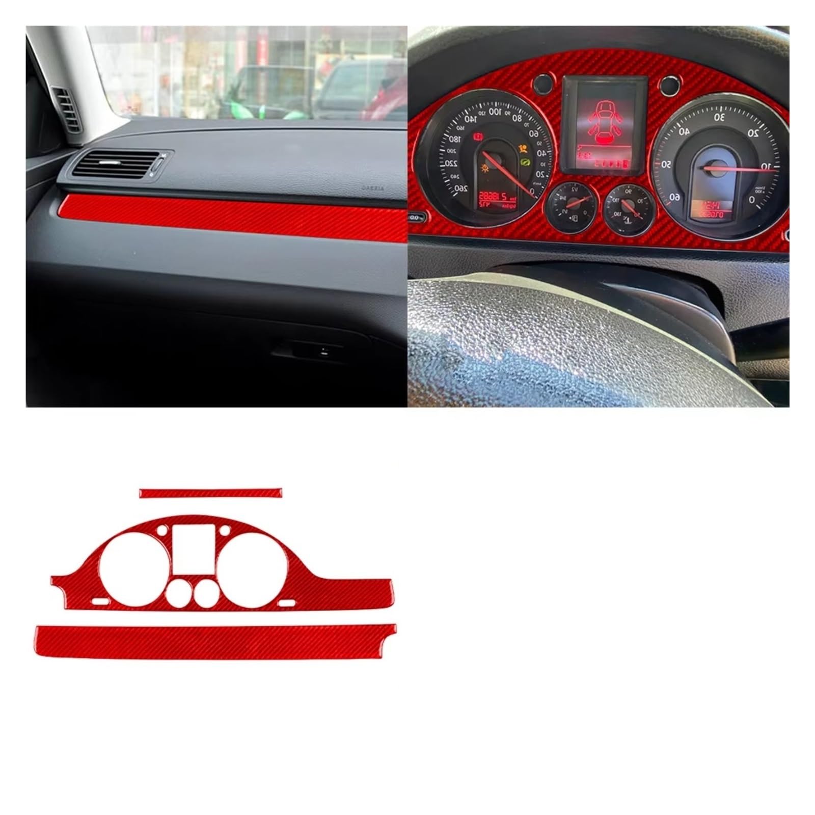 Innenzubehör Für VW Für Passat B6 2006-2011 Dashboard Tacho Panel Trim Abdeckung Innen Auto Aufkleber Auto Zierleiste(Type R) von IUKMRT