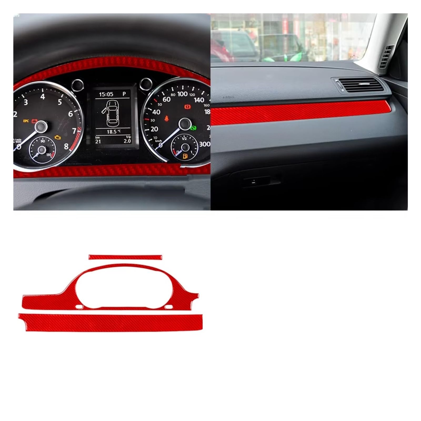 Innenzubehör Für VW Für Passat B6 2006-2011 Dashboard Tacho Panel Trim Abdeckung Innen Auto Aufkleber Auto Zierleiste(Type S) von IUKMRT