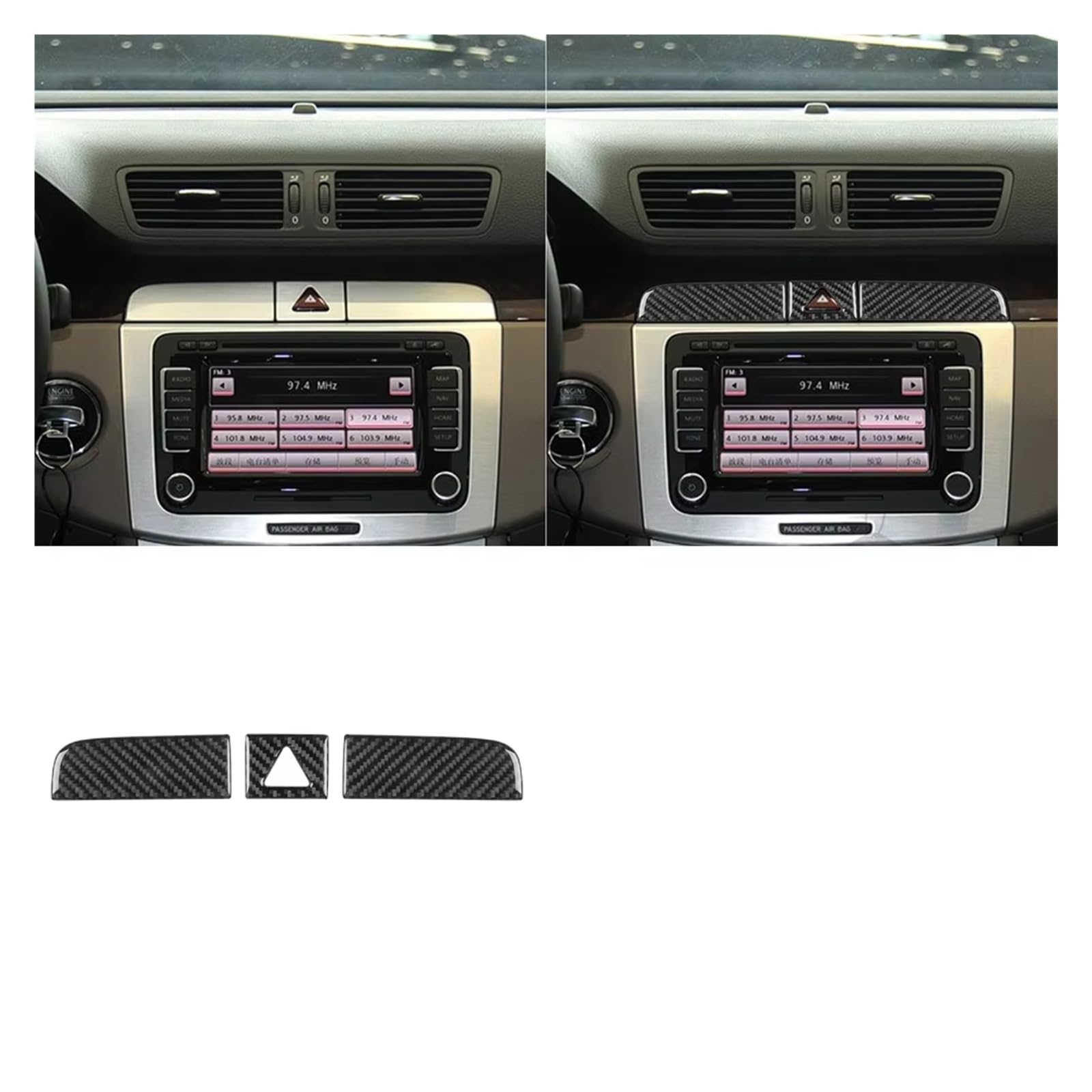 Innenzubehör Für VW Für Passat B6 2006-2011 Radio Navigation Panel Trim Abdeckung Innen Dekoration Aufkleber Auto Zierleiste(Black A) von IUKMRT