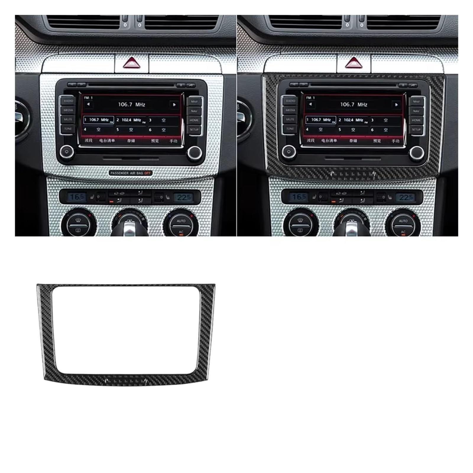 Innenzubehör Für VW Für Passat B6 2006-2011 Radio Navigation Panel Trim Abdeckung Innen Dekoration Aufkleber Auto Zierleiste(Black B) von IUKMRT