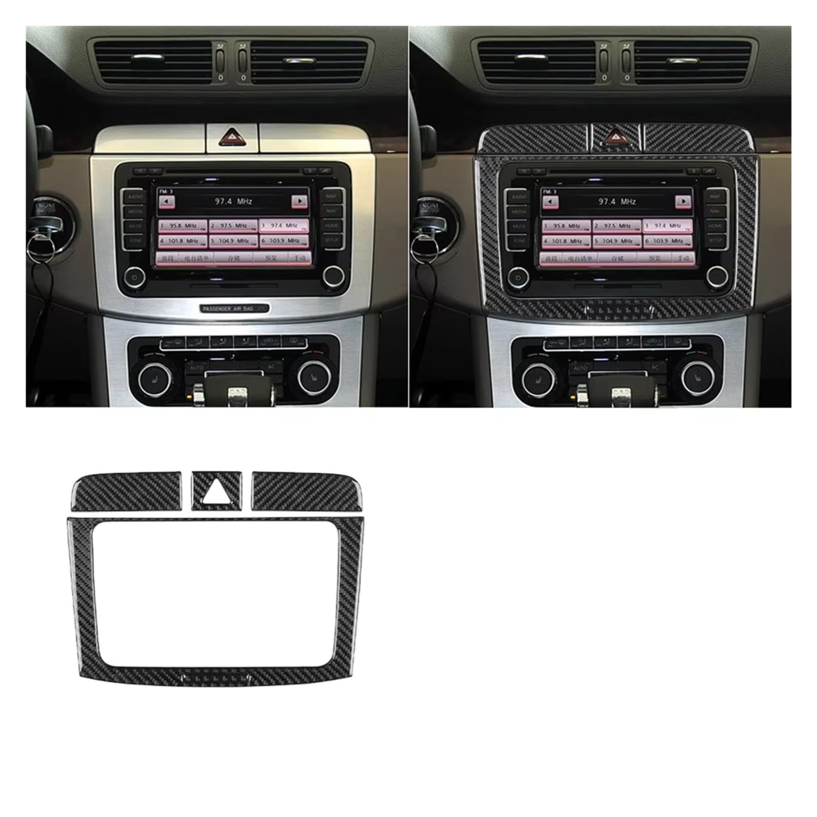 Innenzubehör Für VW Für Passat B6 2006-2011 Radio Navigation Panel Trim Abdeckung Innen Dekoration Aufkleber Auto Zierleiste(Black C) von IUKMRT