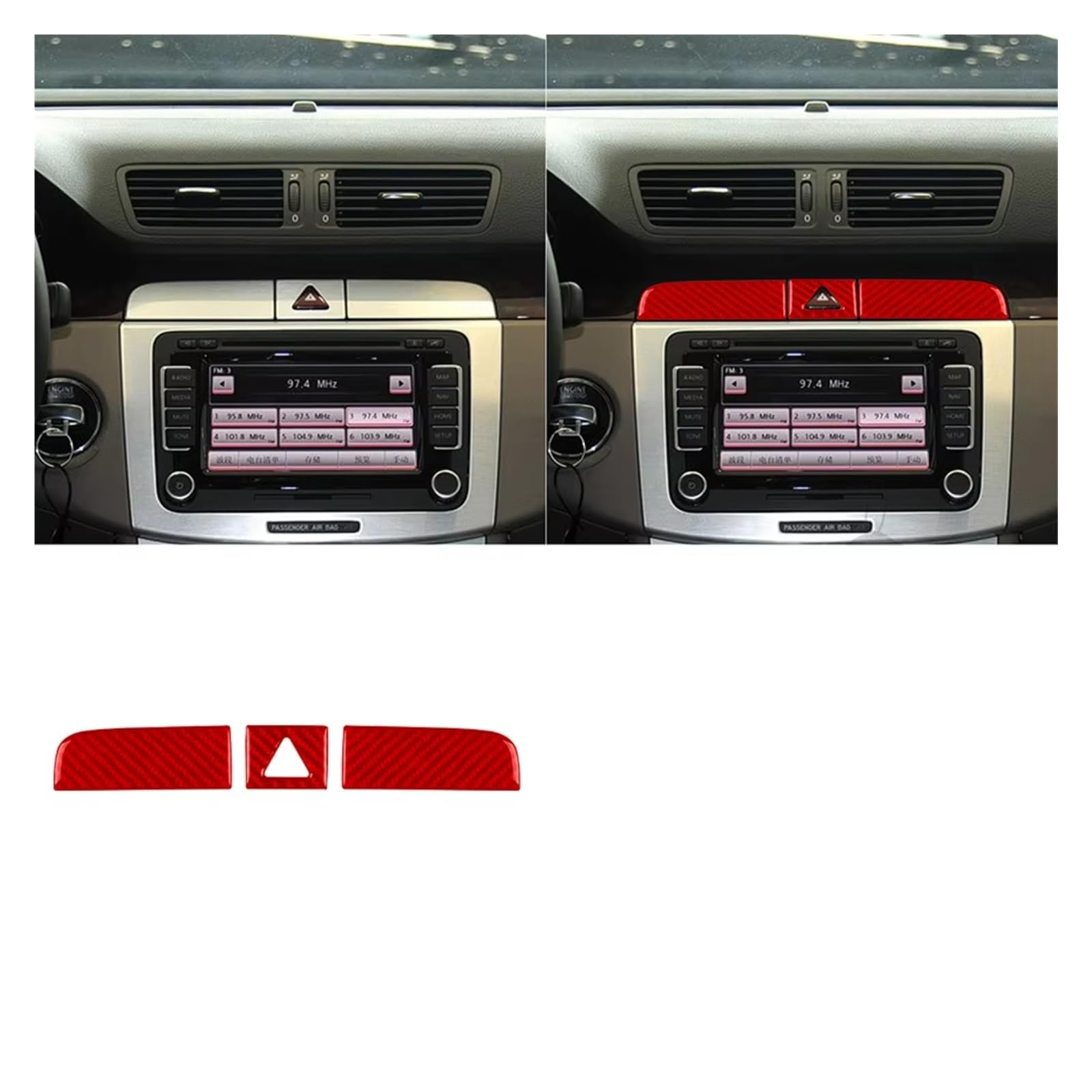 Innenzubehör Für VW Für Passat B6 2006-2011 Radio Navigation Panel Trim Abdeckung Innen Dekoration Aufkleber Auto Zierleiste(Red A) von IUKMRT