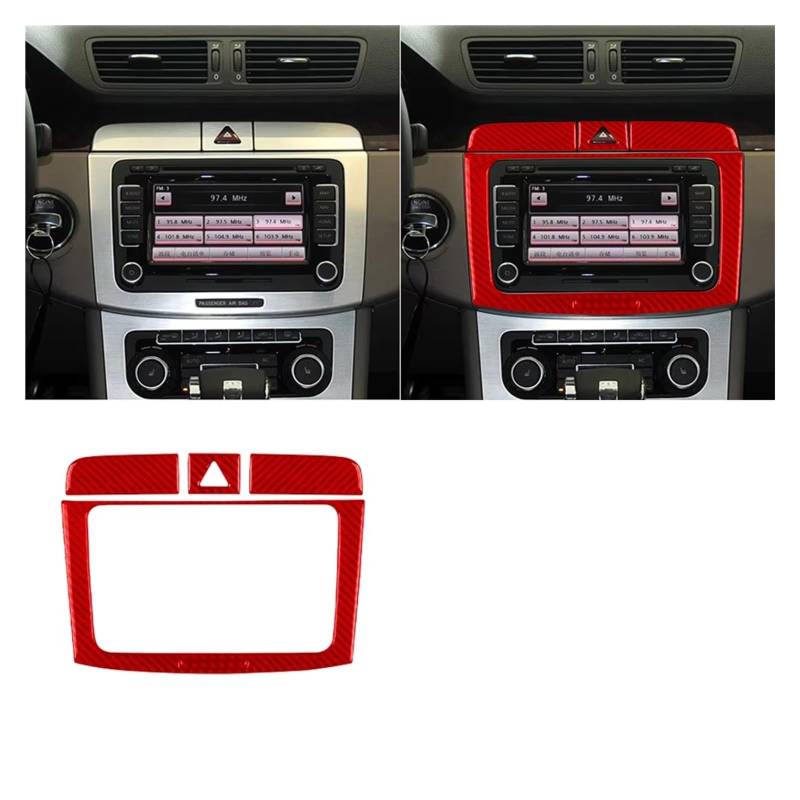 Innenzubehör Für VW Für Passat B6 2006-2011 Radio Navigation Panel Trim Abdeckung Innen Dekoration Aufkleber Auto Zierleiste(Red C) von IUKMRT