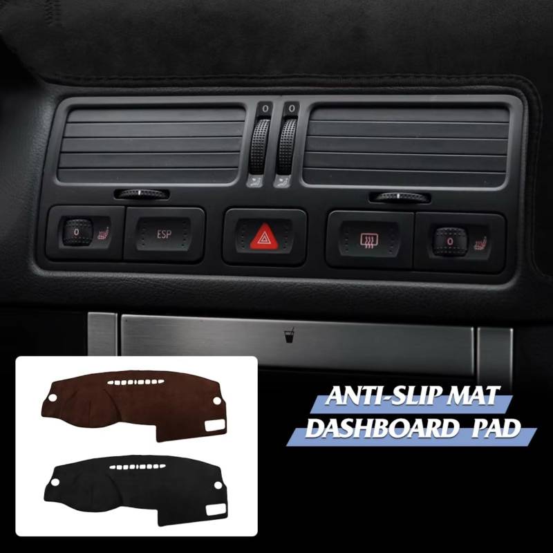 Innenzubehör Für VW für Golf 4 MK4 für Golf IV 1J 2000 2001-2005 Anti-UV-Armaturenbrett-Matte, Flanell-Armaturenbrett-Abdeckungspad Auto Zierleiste(RHD Brown) von IUKMRT