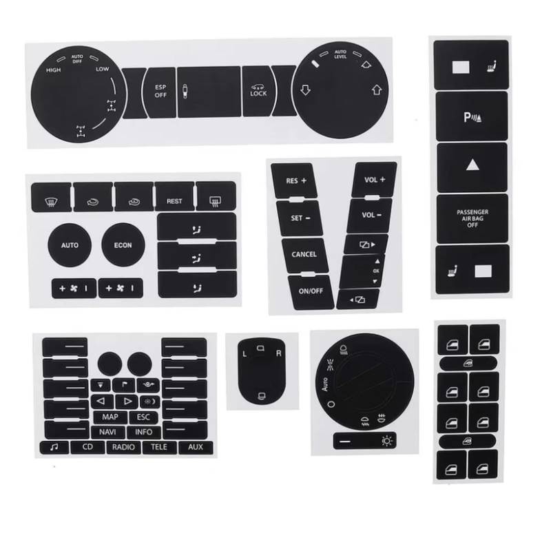 Innenzubehör Für VW für Touareg 04–09 8 Stück Auto-Instrumentenknopf-Aufkleber, Auto-Panel-Aufkleber, Auto-Armaturenbrett-Reparatur-Aufkleber Auto Zierleiste von IUKMRT