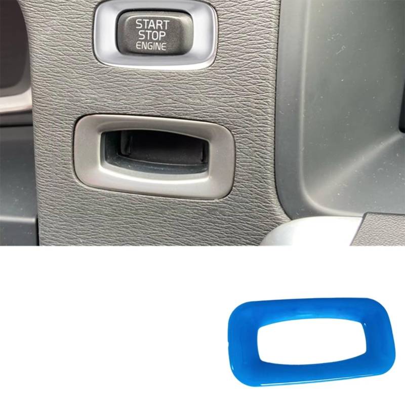 Innenzubehör Für Volvo V40 V60 S60 XC60 S80 V50 V70 XC70 Auto Motor Start Stop Schalter Taste Trim Aufkleber Auto Zierleiste(Blue Keyhole Cover) von IUKMRT