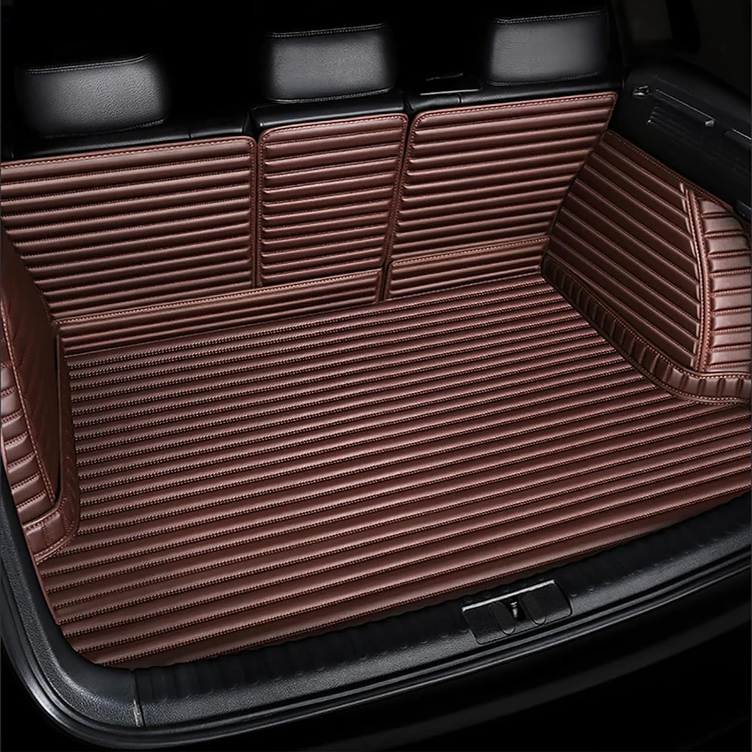 Auto-Leder-Kofferraummatte für Volvo XC60 2015-2017, vollständige Abdeckung Kratzfest rutschfest langlebig Kofferraumschutzmatte Autozubehör,E/Coffee von IUKTHHJOR