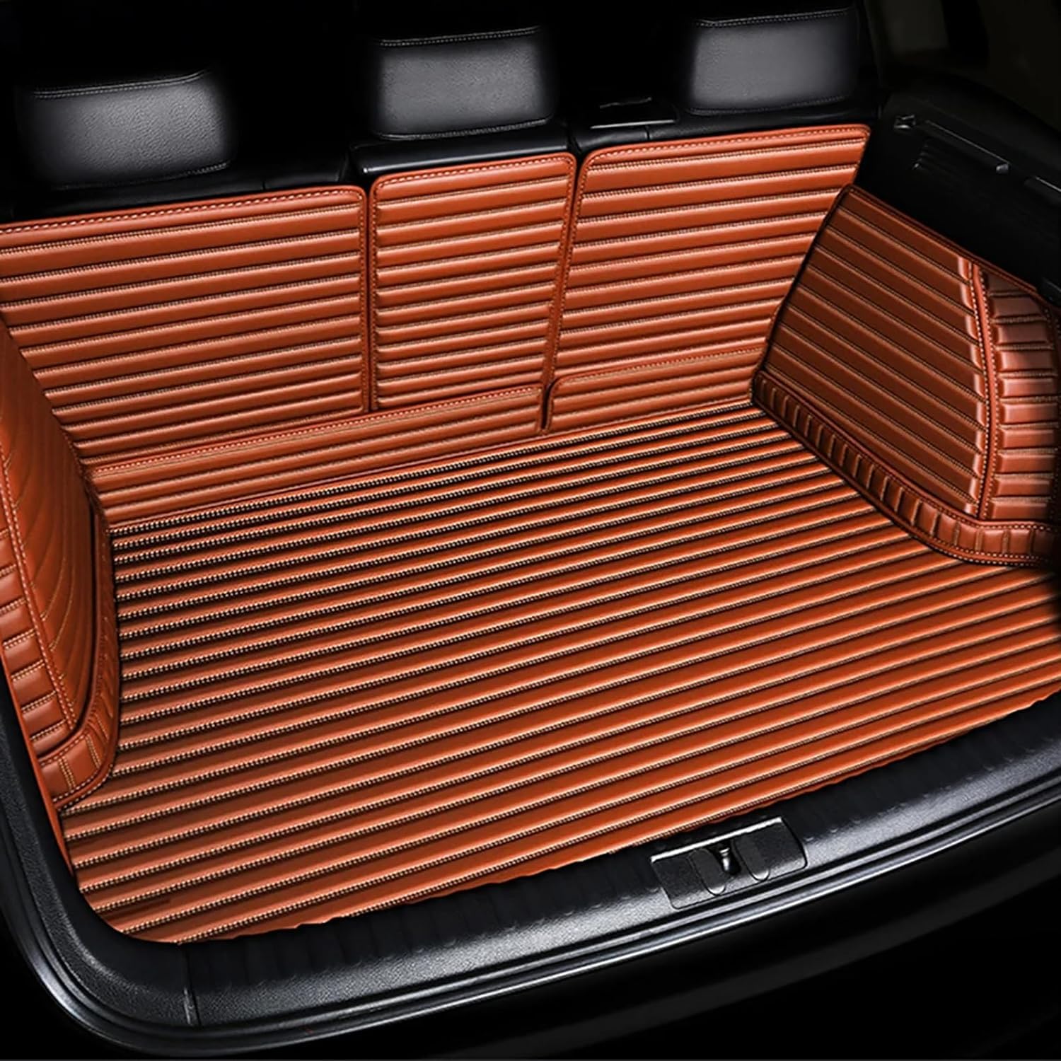 Auto-Leder-Kofferraummatte für Volvo XC90 II 5-Seat 2015-2022, vollständige Abdeckung Kratzfest rutschfest langlebig Kofferraumschutzmatte Autozubehör,D/Brown von IUKTHHJOR